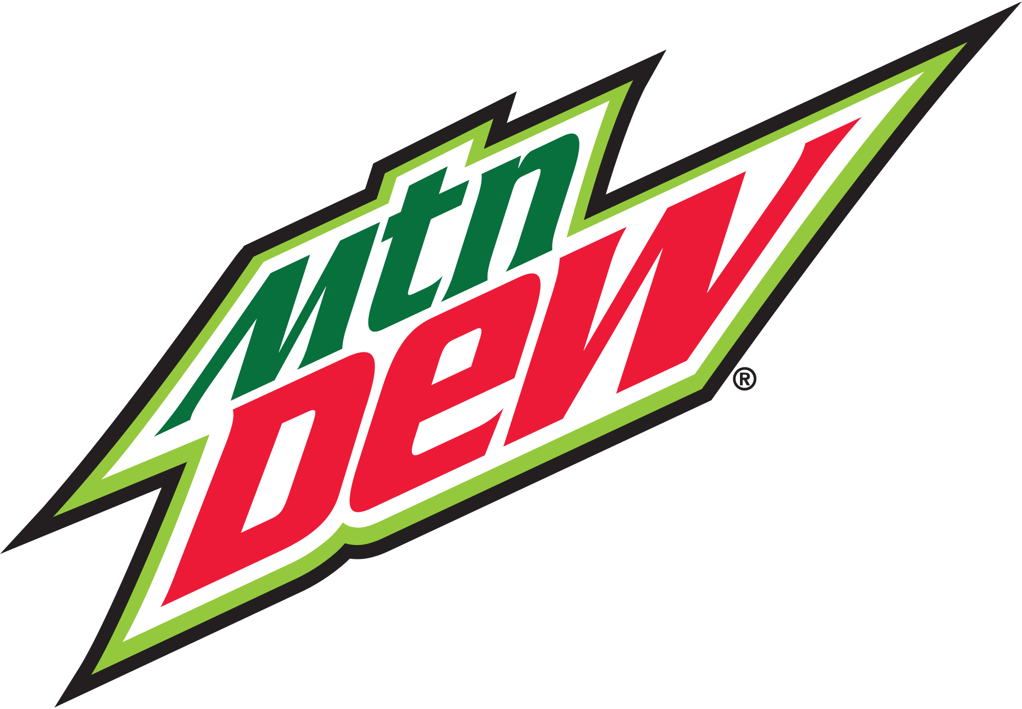 The Mountain Dew logo with green, red, and white text on a black background.