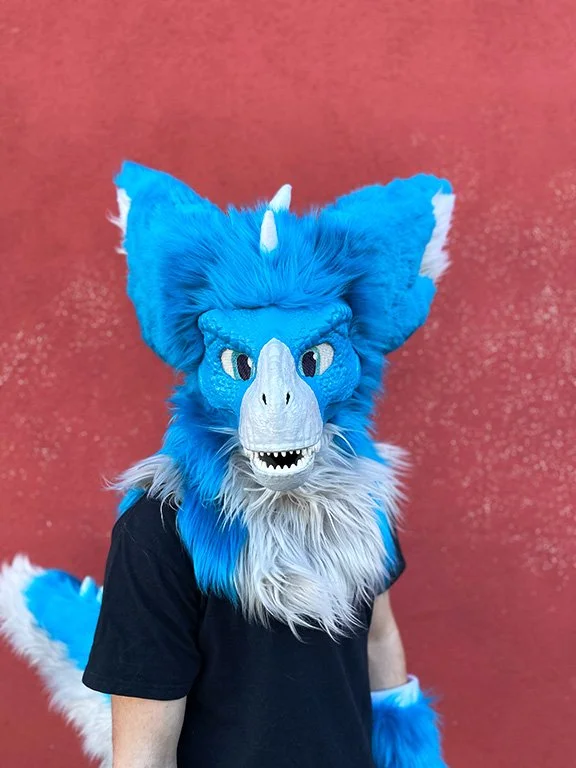 Charter head (Fur, acrylic paint, felt, sewing)