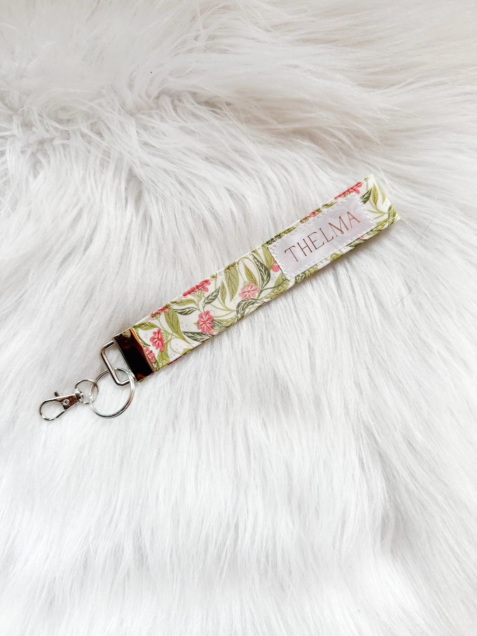Pink Lilies Keychain Wristlet