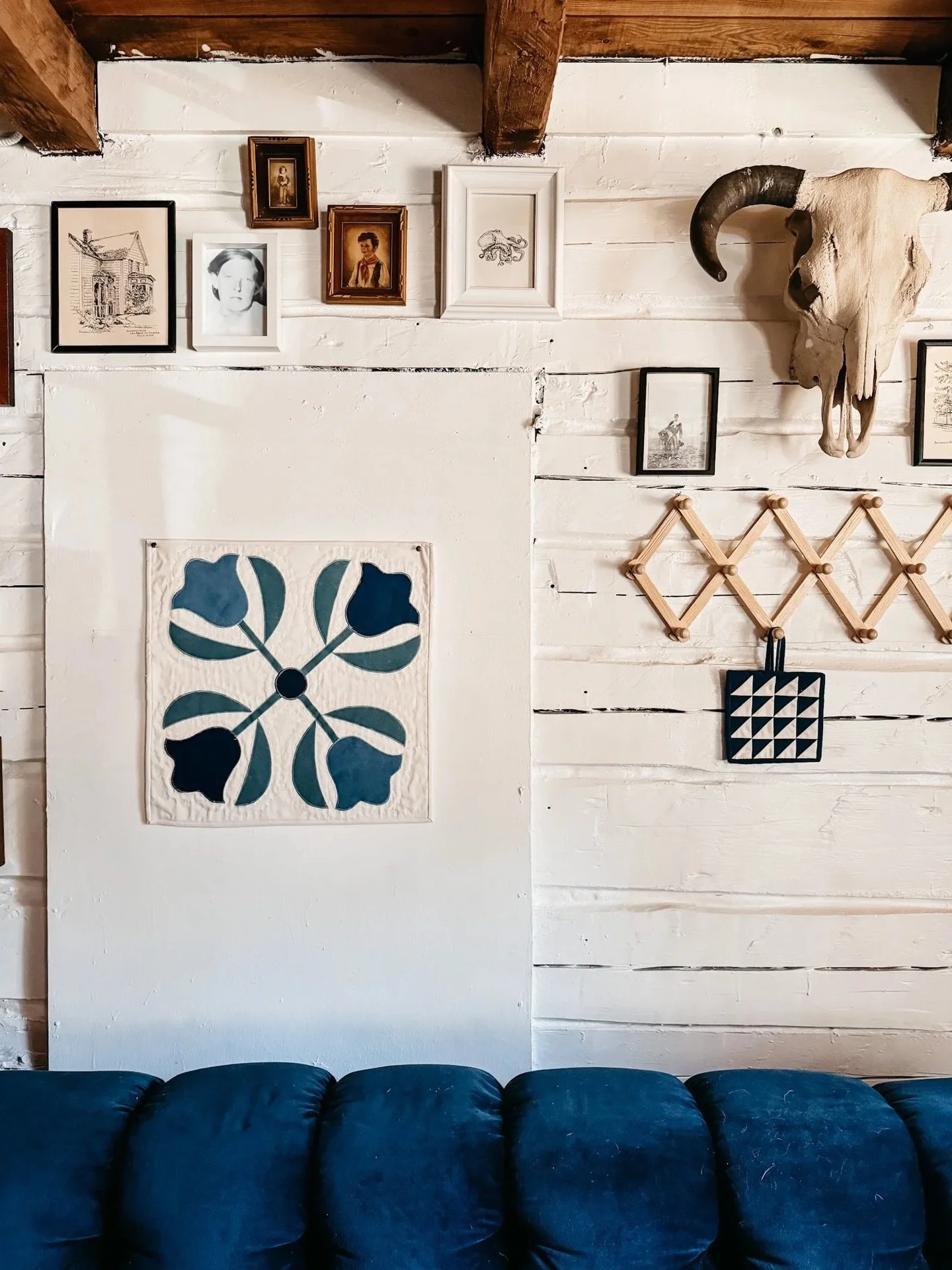 The North Carolina Tulip Quilted Wall Hanging 🌷

Hand dyed. Hand quilted. Made slowly, one stitch at a time.
This piece is rooted in an old quilt block I&rsquo;ve always loved&mdash;soft curves, steady symmetry, and that quiet folk-art feeling that 