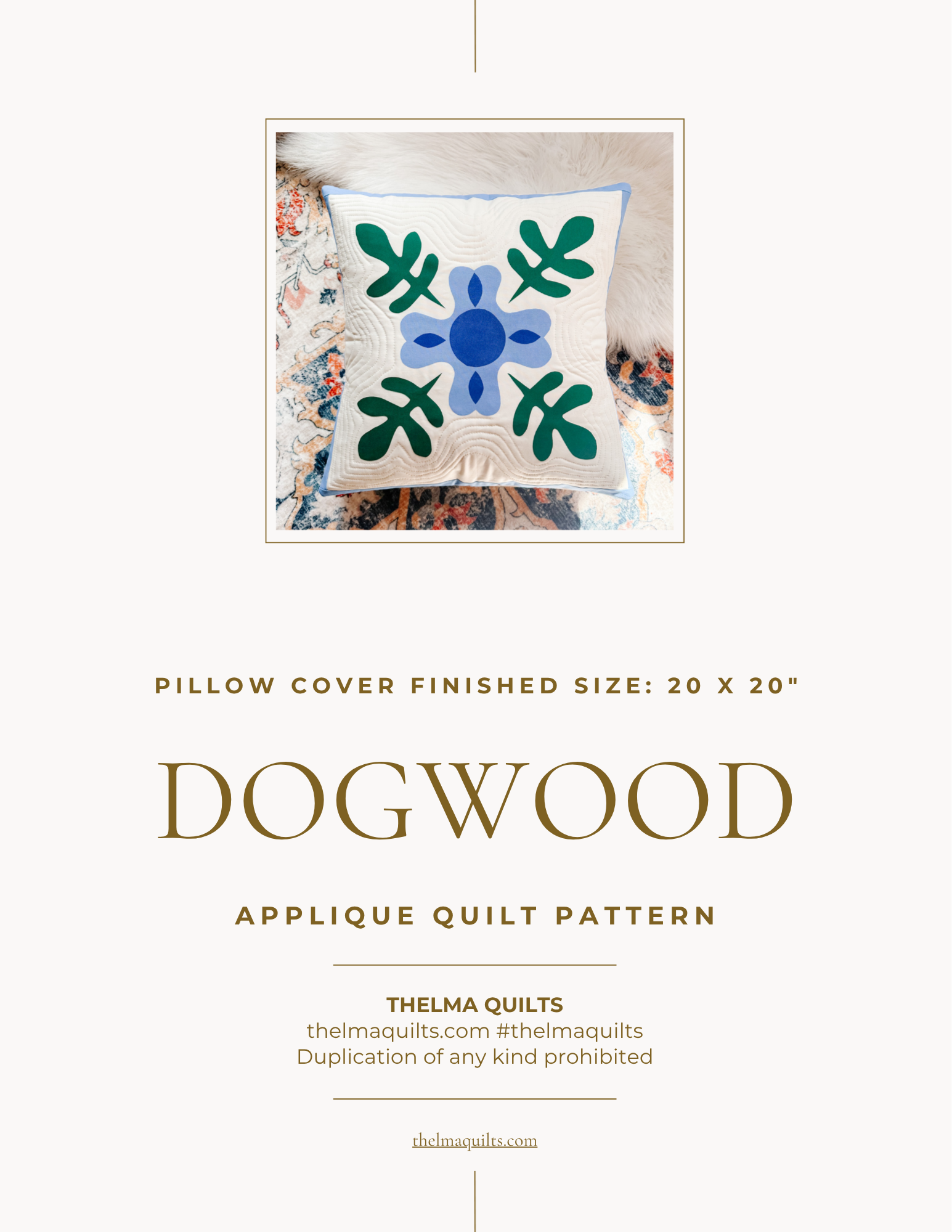 Dogwood Pillow Cover Applique Quilt Pattern.png