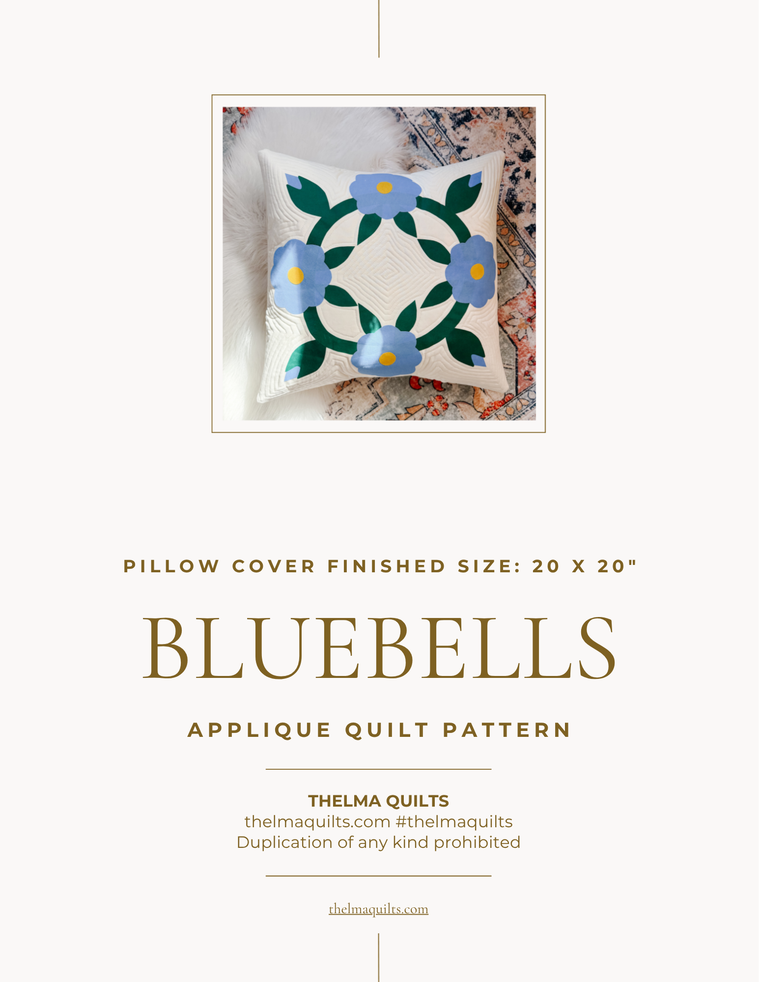 Bluebells Pillow Cover Applique Quilt Pattern.png