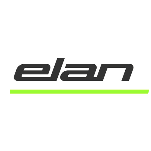 Logo with the word 'elan' in lowercase black letters and a green horizontal line underneath