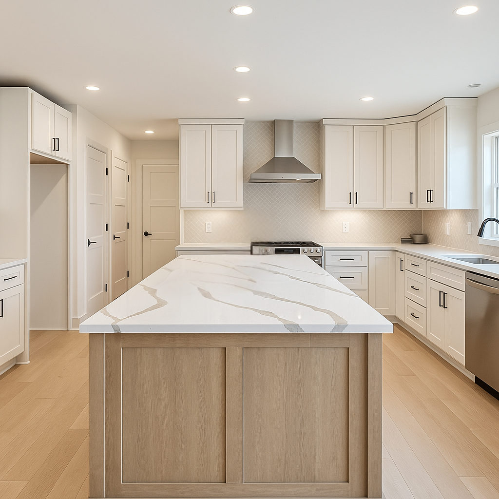 Construction simulation rendering showing finished home façade.