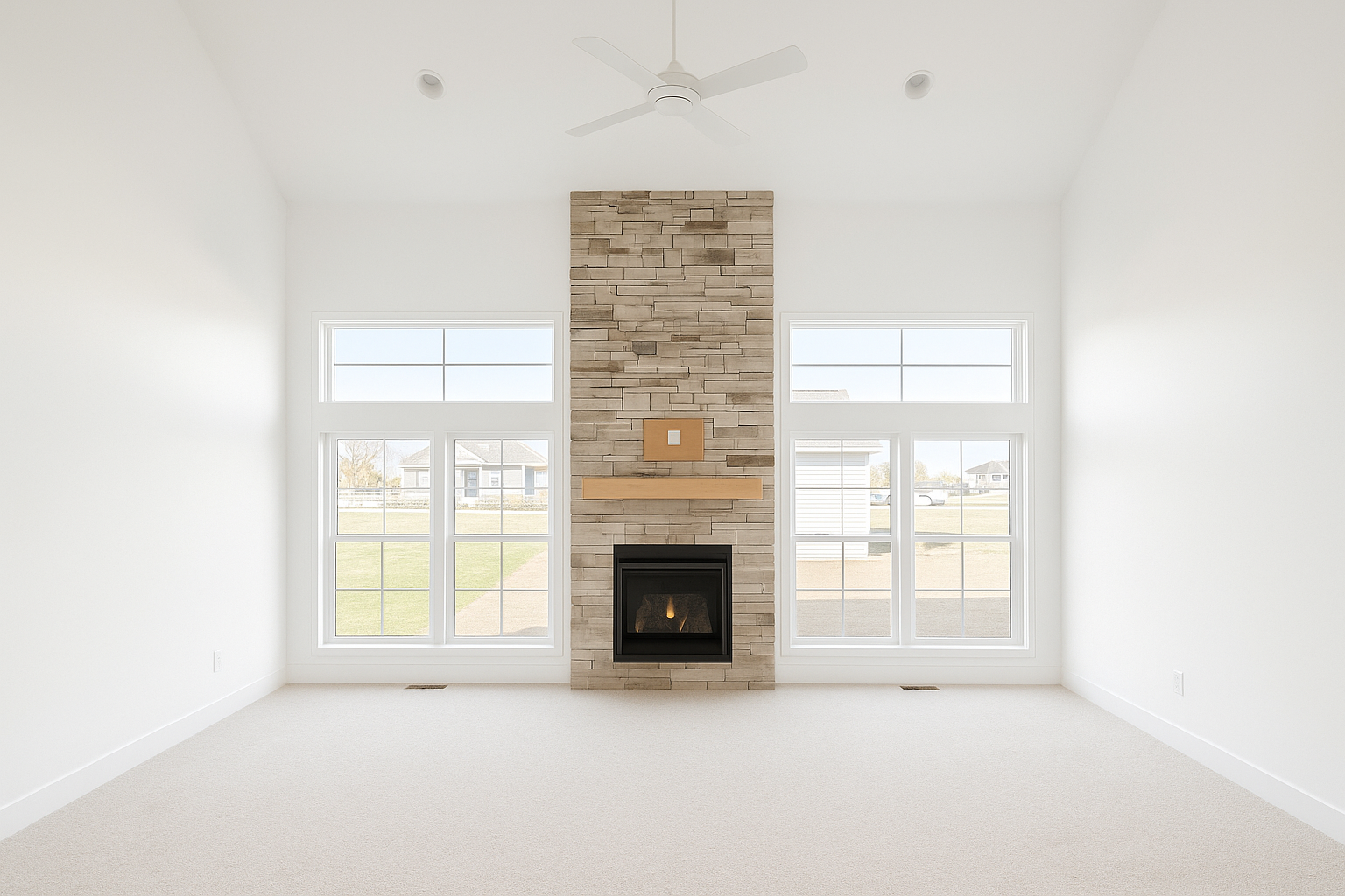 Construction simulation rendering showing finished home façade.