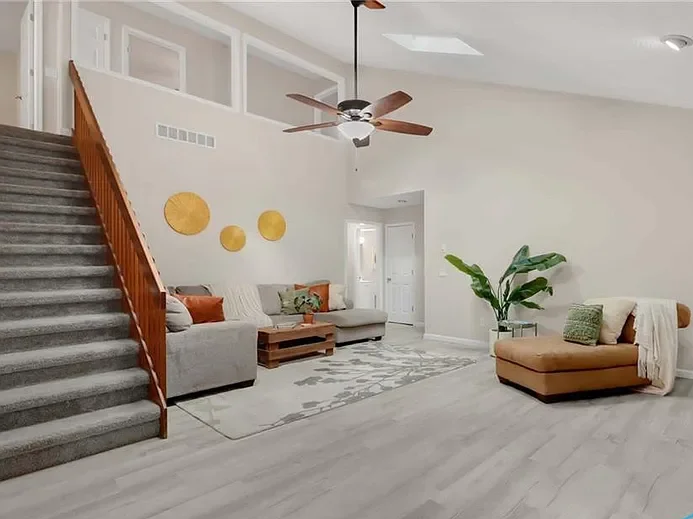 Digital visualization of interior spaces styled for home marketing.