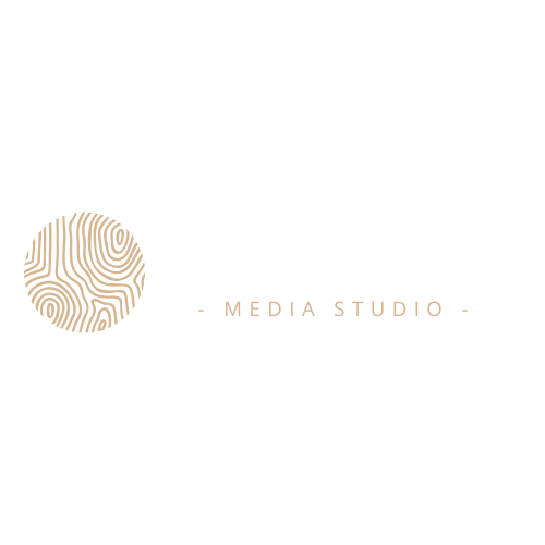 Blueprint Media Studio logo with a gold fingerprint circle, the word 'BLUEPRINT' in large white letters, and 'MEDIA STUDIO' in smaller gold letters below, on a black background.