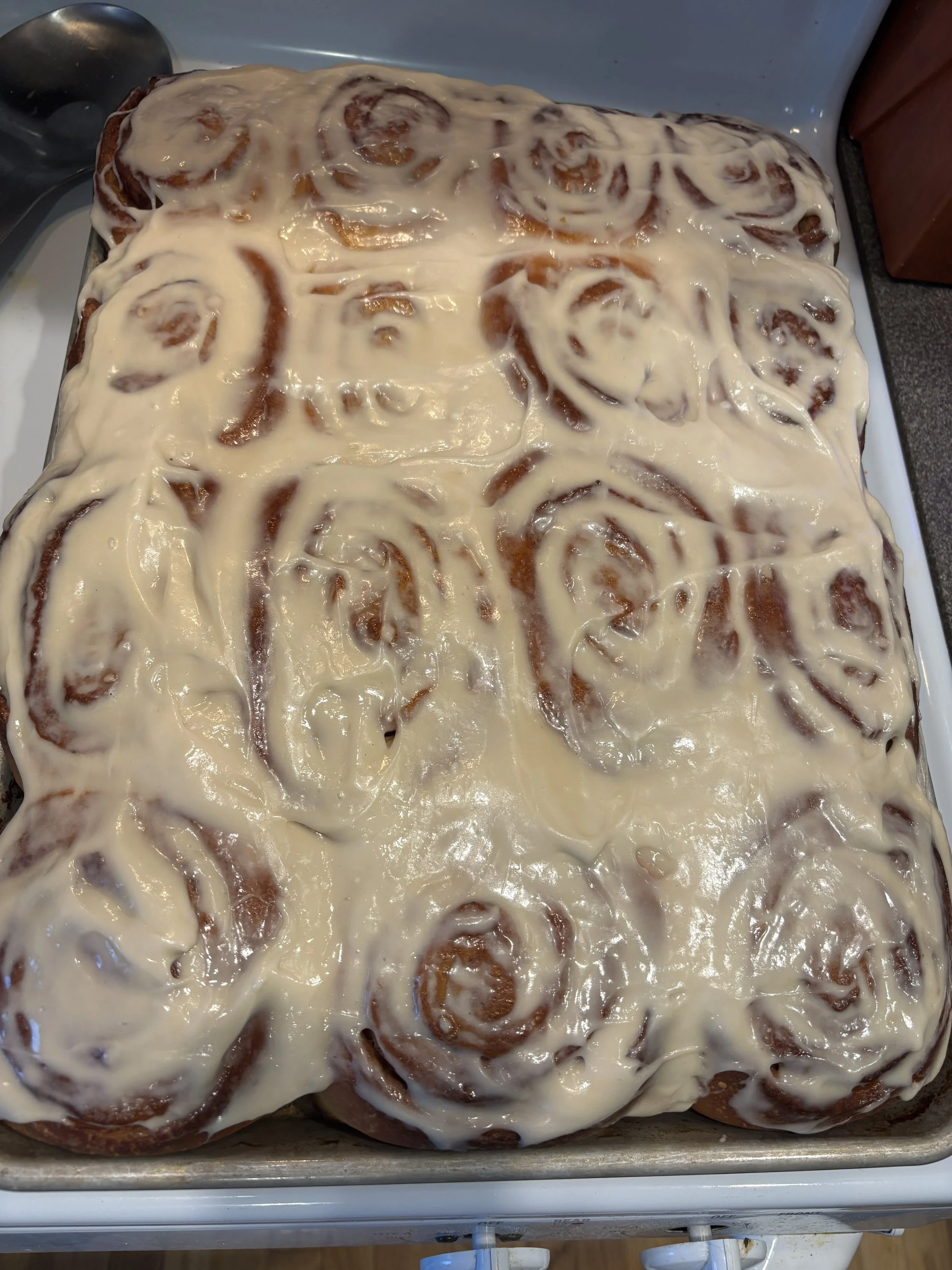 Maple Iced Baked Cinnamon Rolls - Sunday Pickup