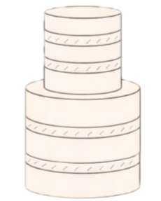 Simple drawing of a three-tiered birthday cake with no decorations.
