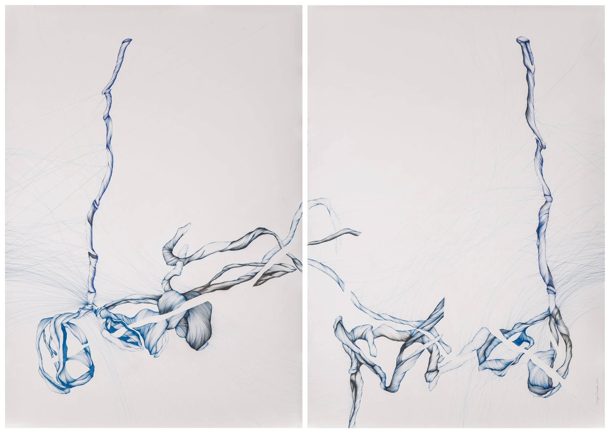 trim/pencil&inkpen on cardboard/diptych,overal ,100*140 cm