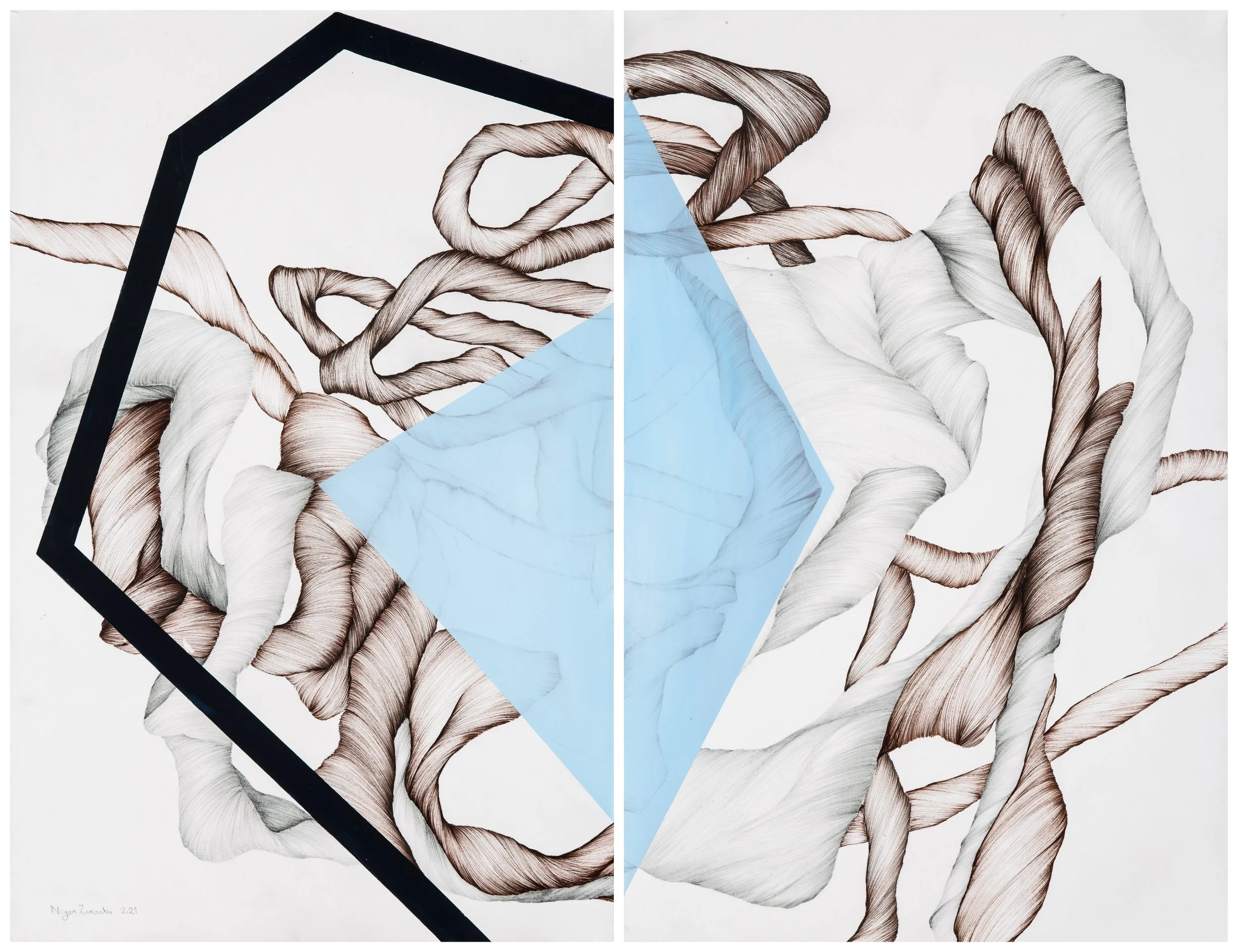 trim /acrylic,inkpen and pencil on cardboard/54*75 cm