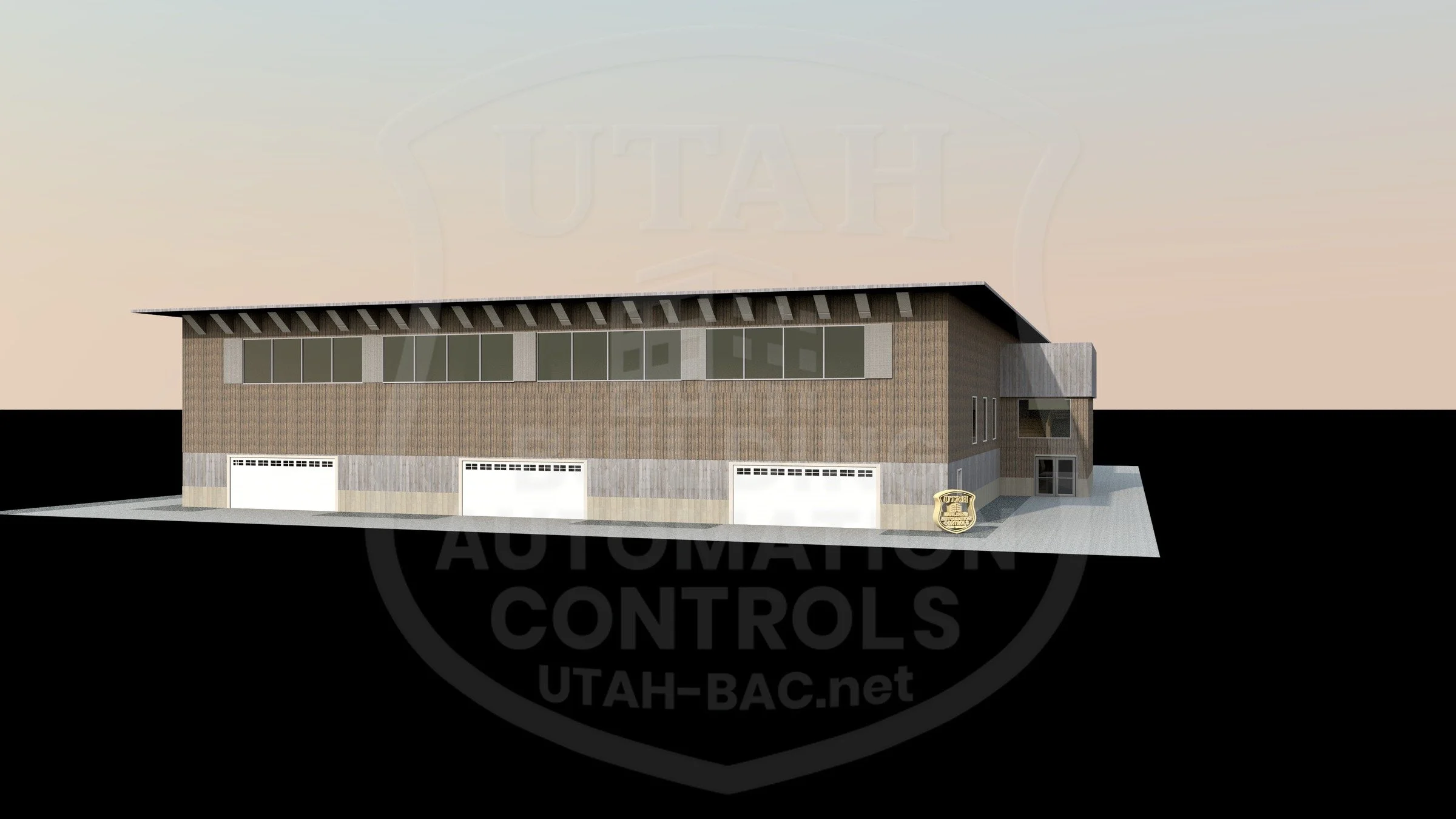 Powder Mountain — maintenance shop alternate view • Custom 3D rendering by Utah Building Automation Controls.