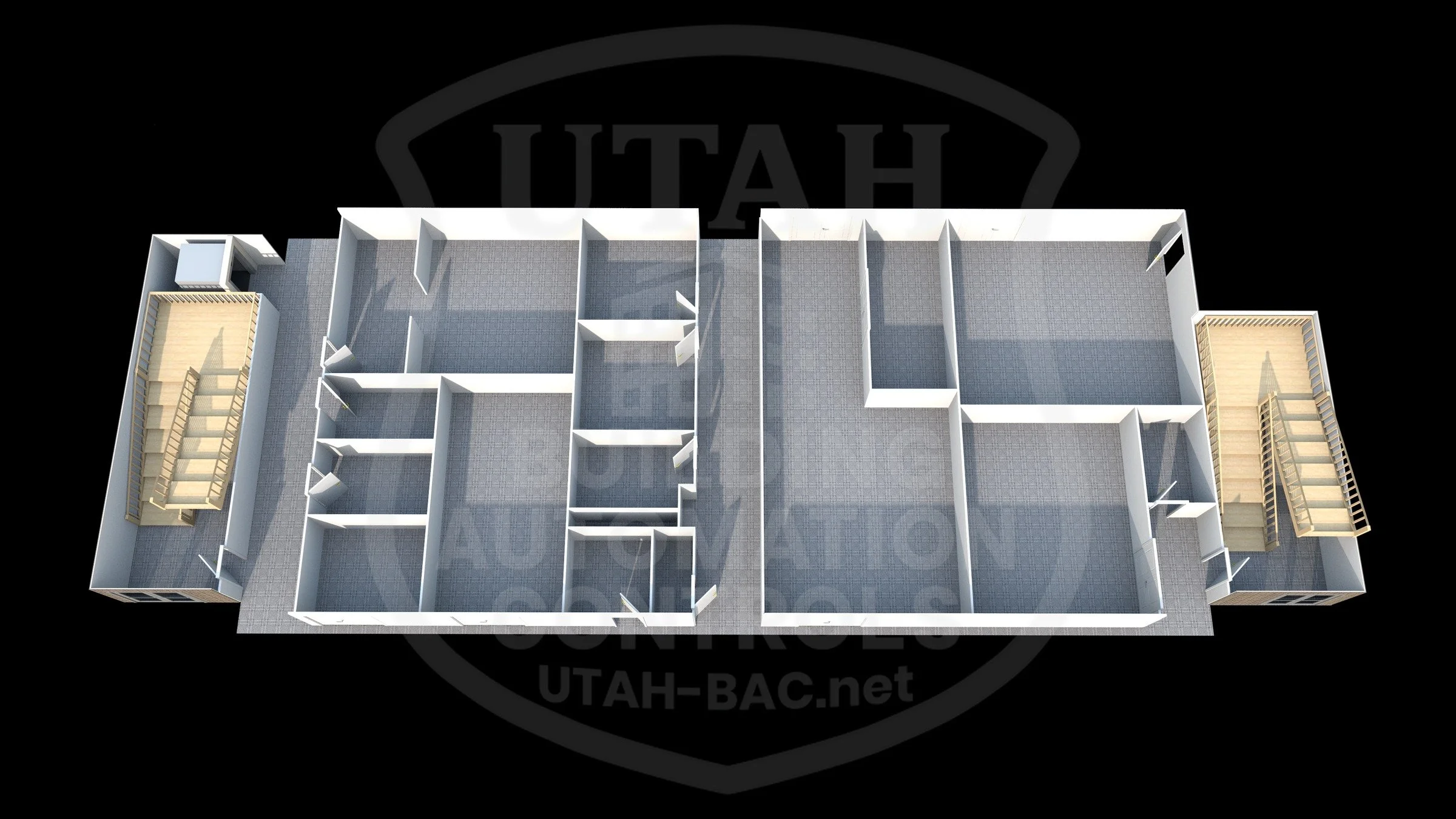 Powder Mountain — level one • Custom 3D rendering by Utah Building Automation Controls.