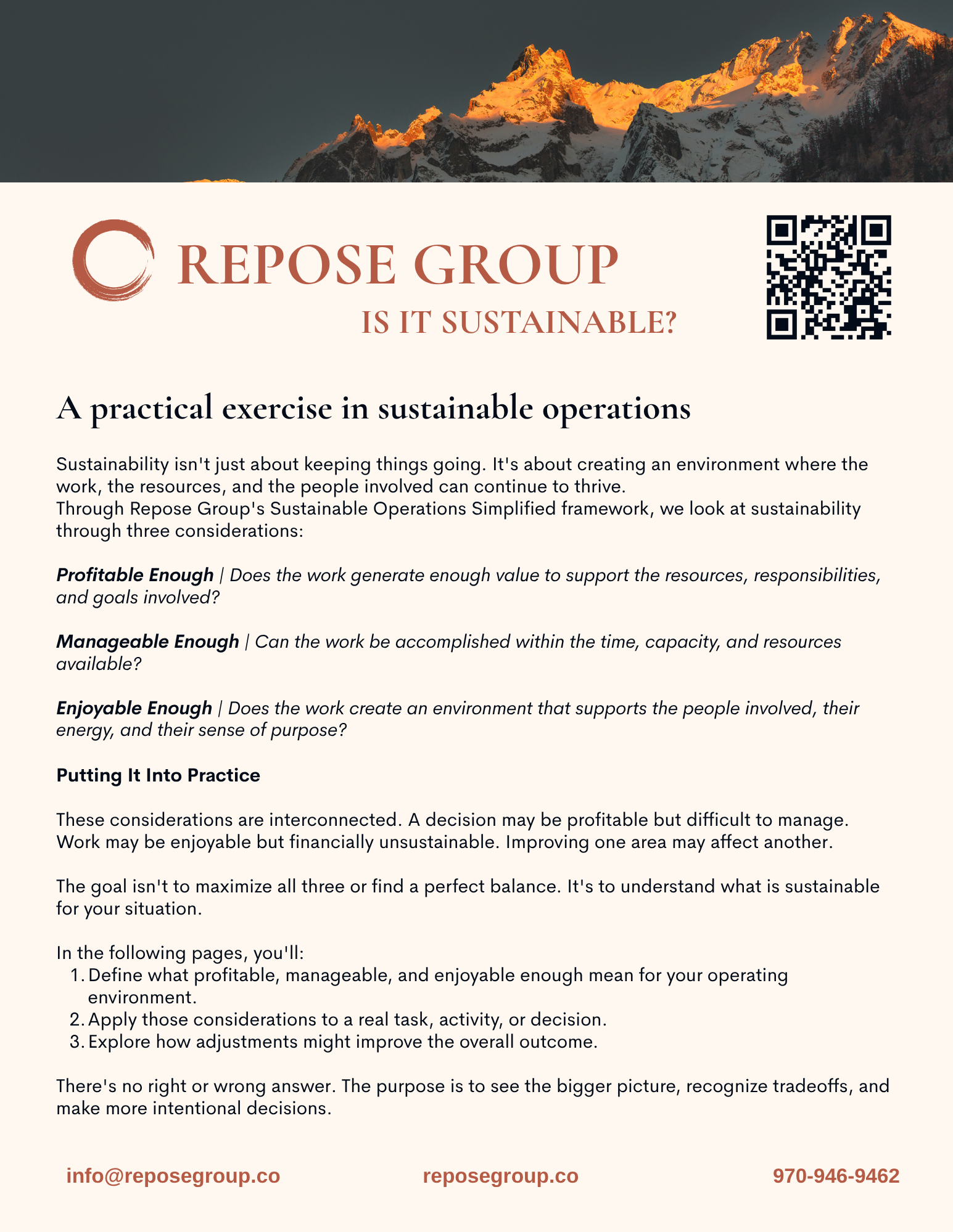 Free Worksheet - Is it Sustainable?