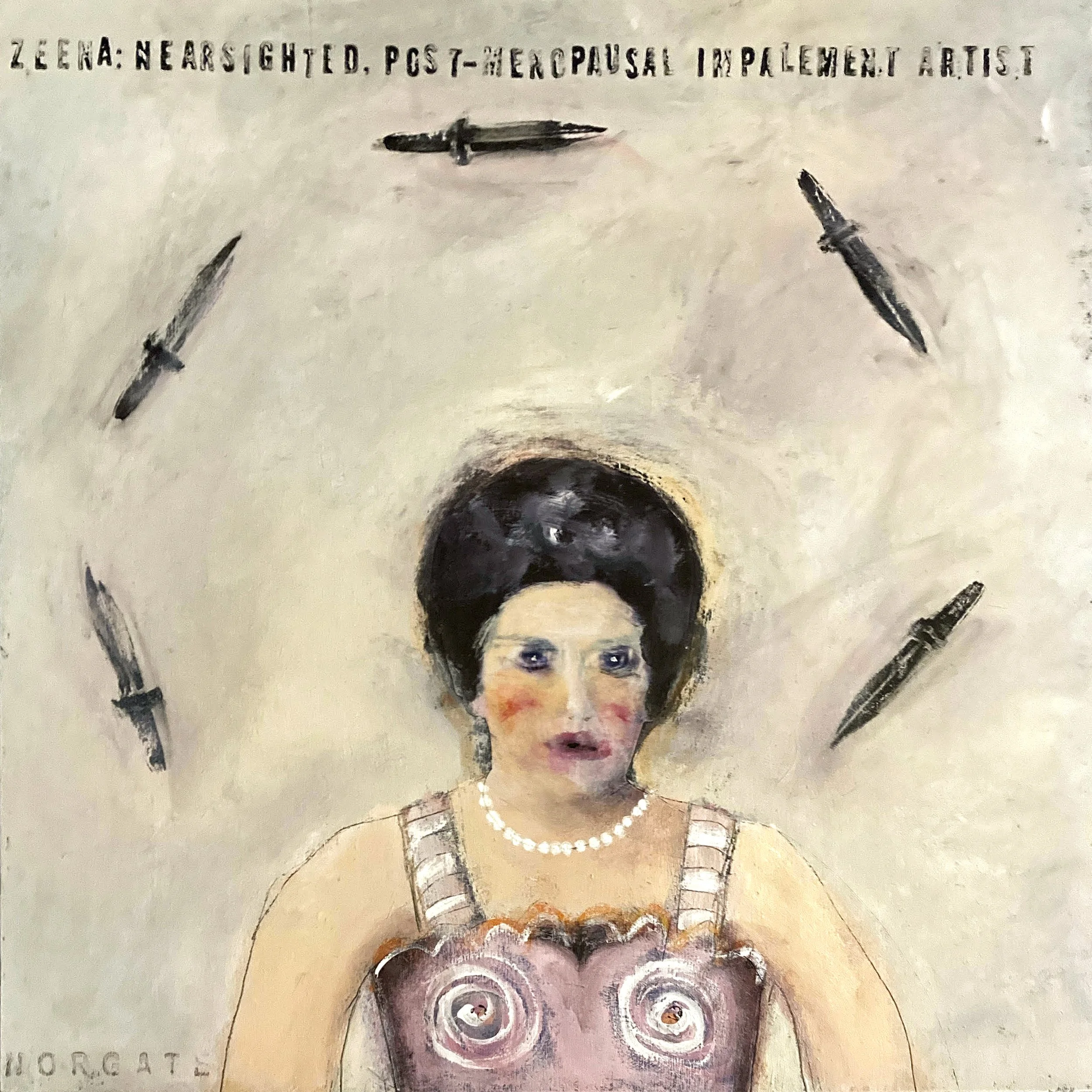 "Zeena" mixed media on panel, 24x24" $1,500