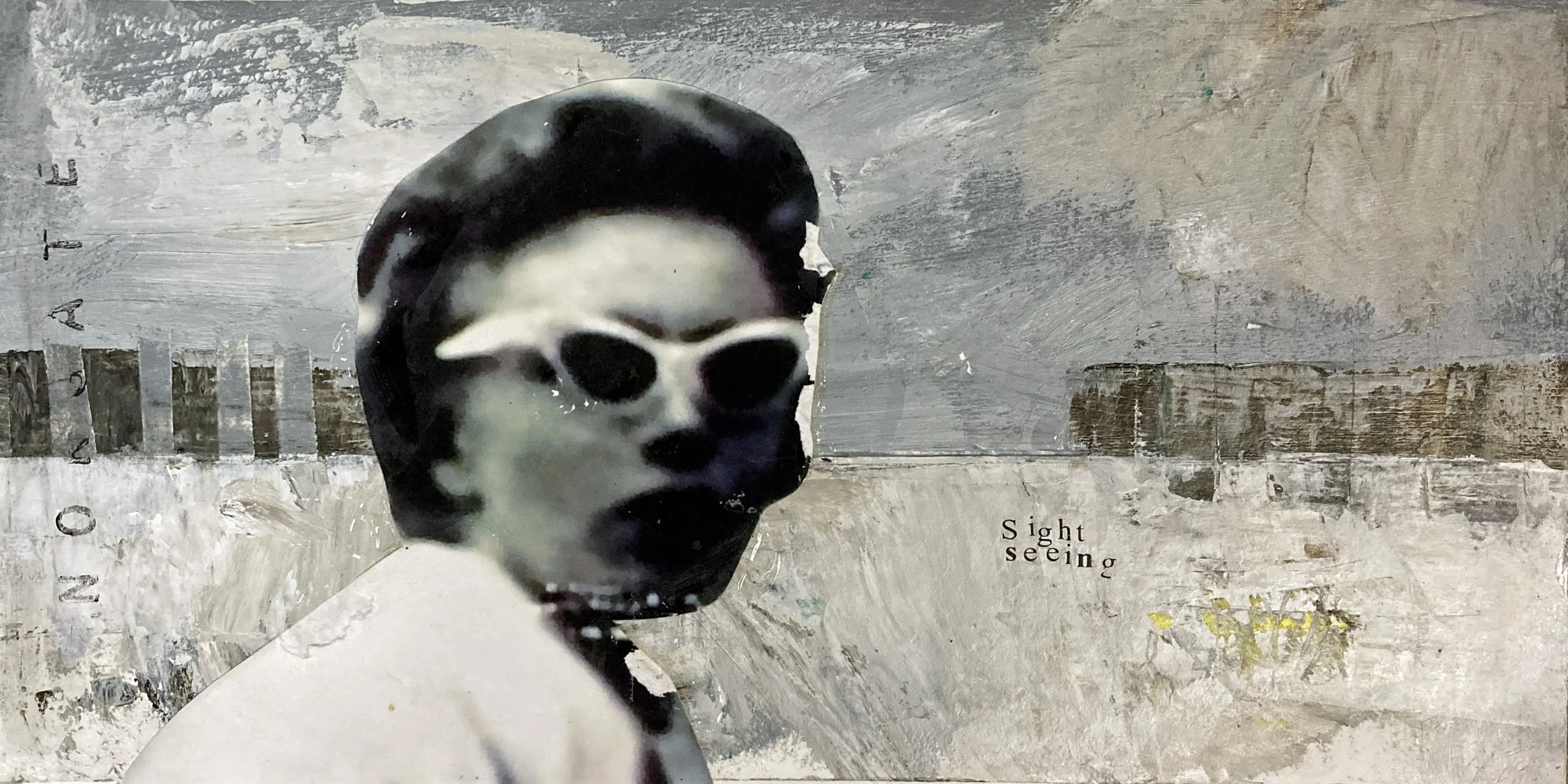 "Sight Seeing" 10x5" mixed media on framed varnished matboard $225