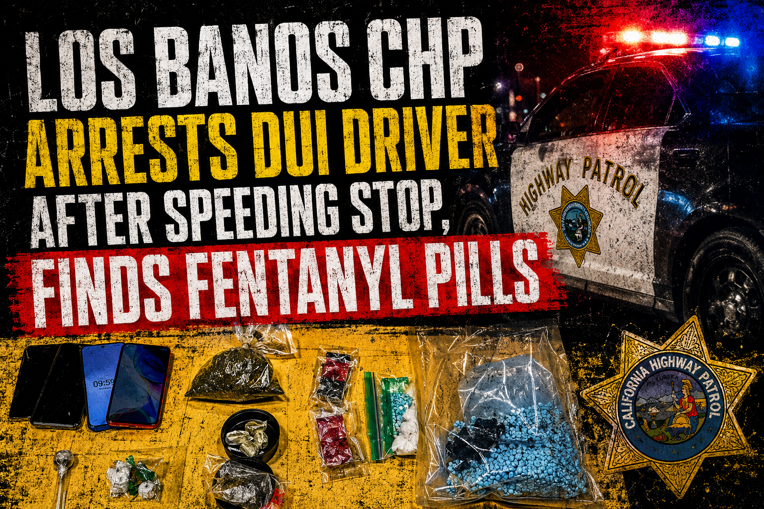 Los Banos CHP Arrests DUI Driver After Speeding Stop, Finds Fentanyl Pills
