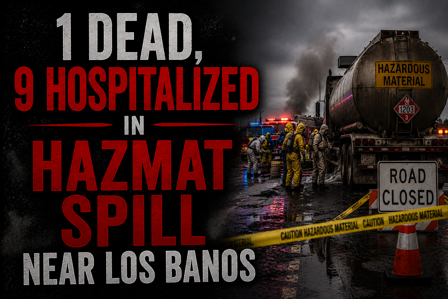 1 Dead, 9 Hospitalized in Hazmat Spill Near Los Banos