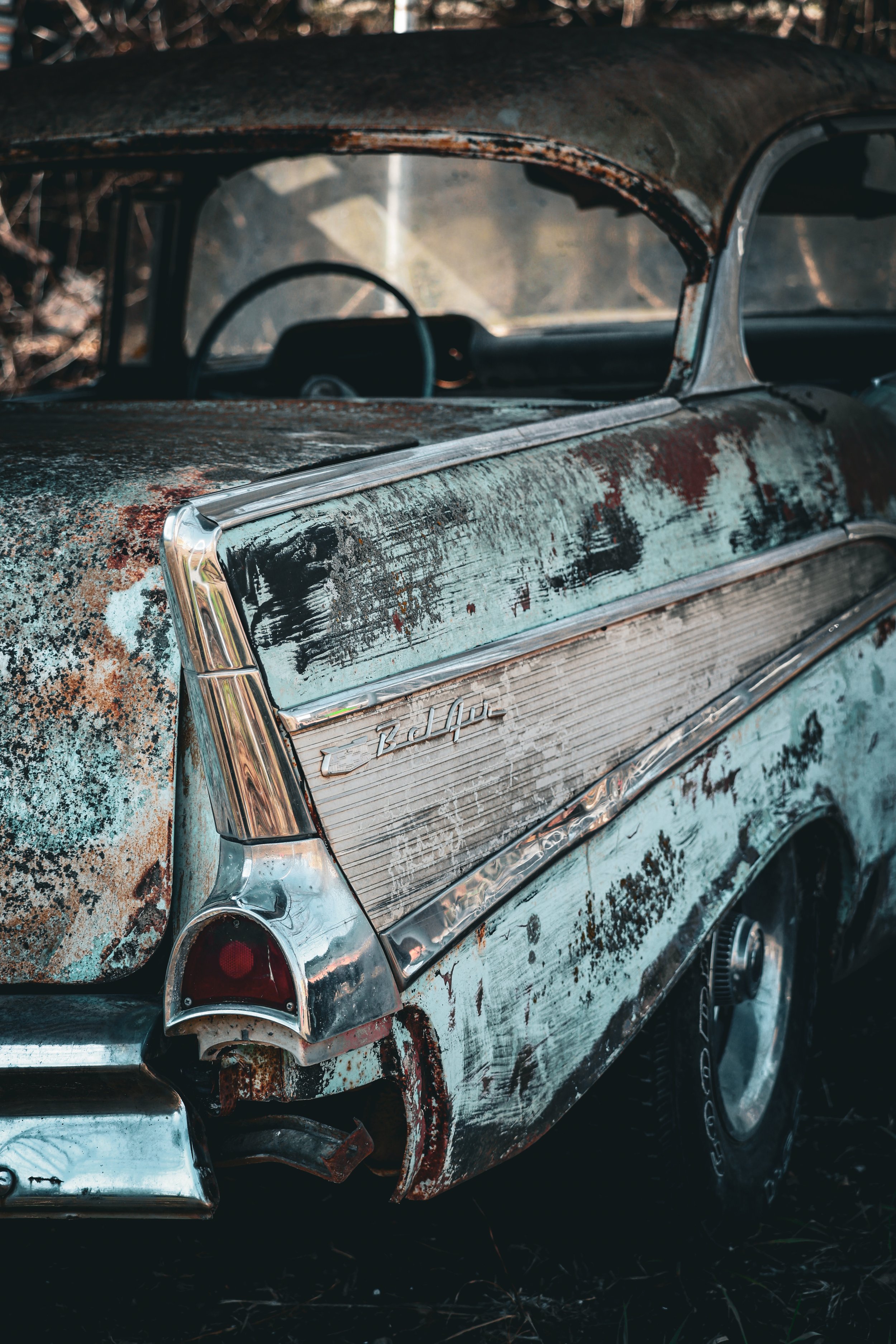 This old Bel Air carries the quiet beauty of age, where rust and memory have become part of its story.
