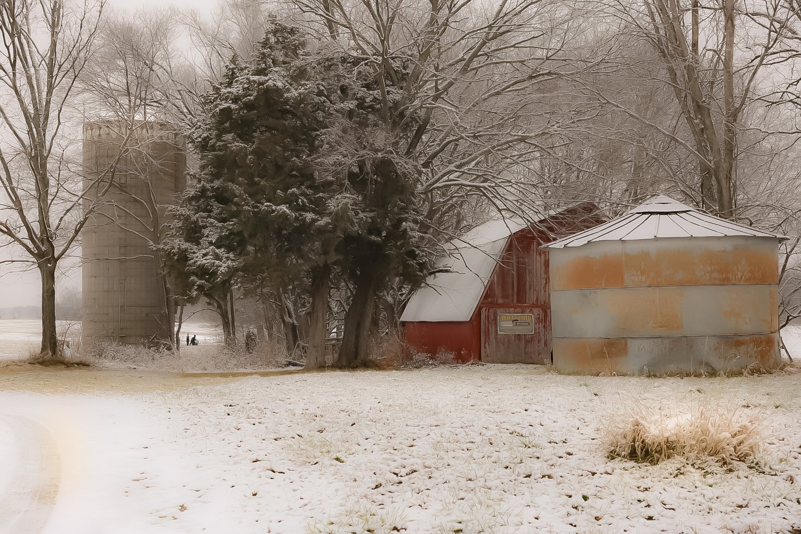 Between the silos and the hush of fresh snow, two children turn an ordinary winter day into a quiet country memory.