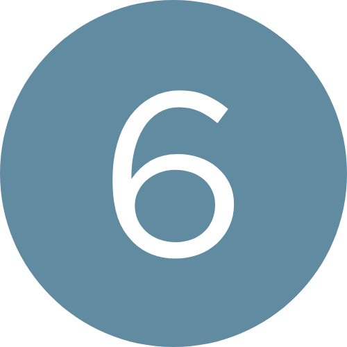 A blue circular icon with the number 6 in white