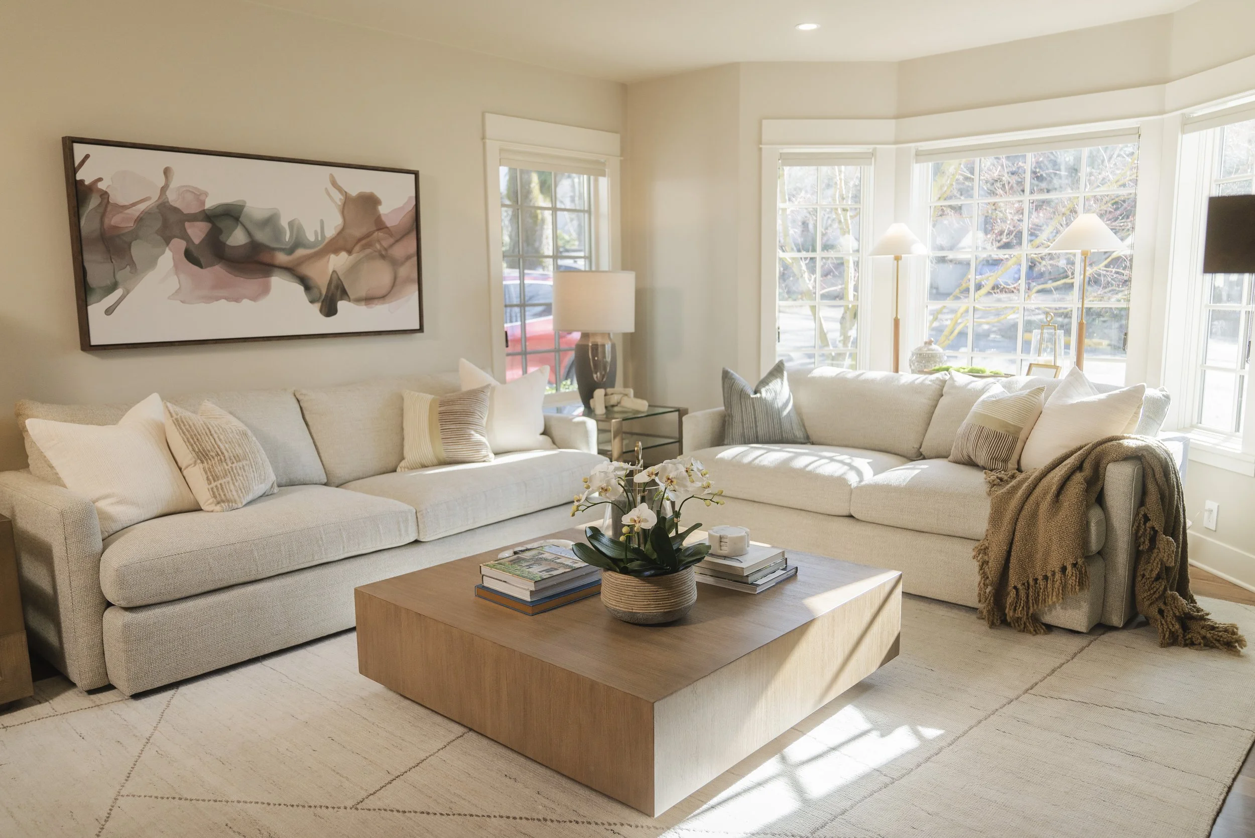 Full service interior design of a northwest living room