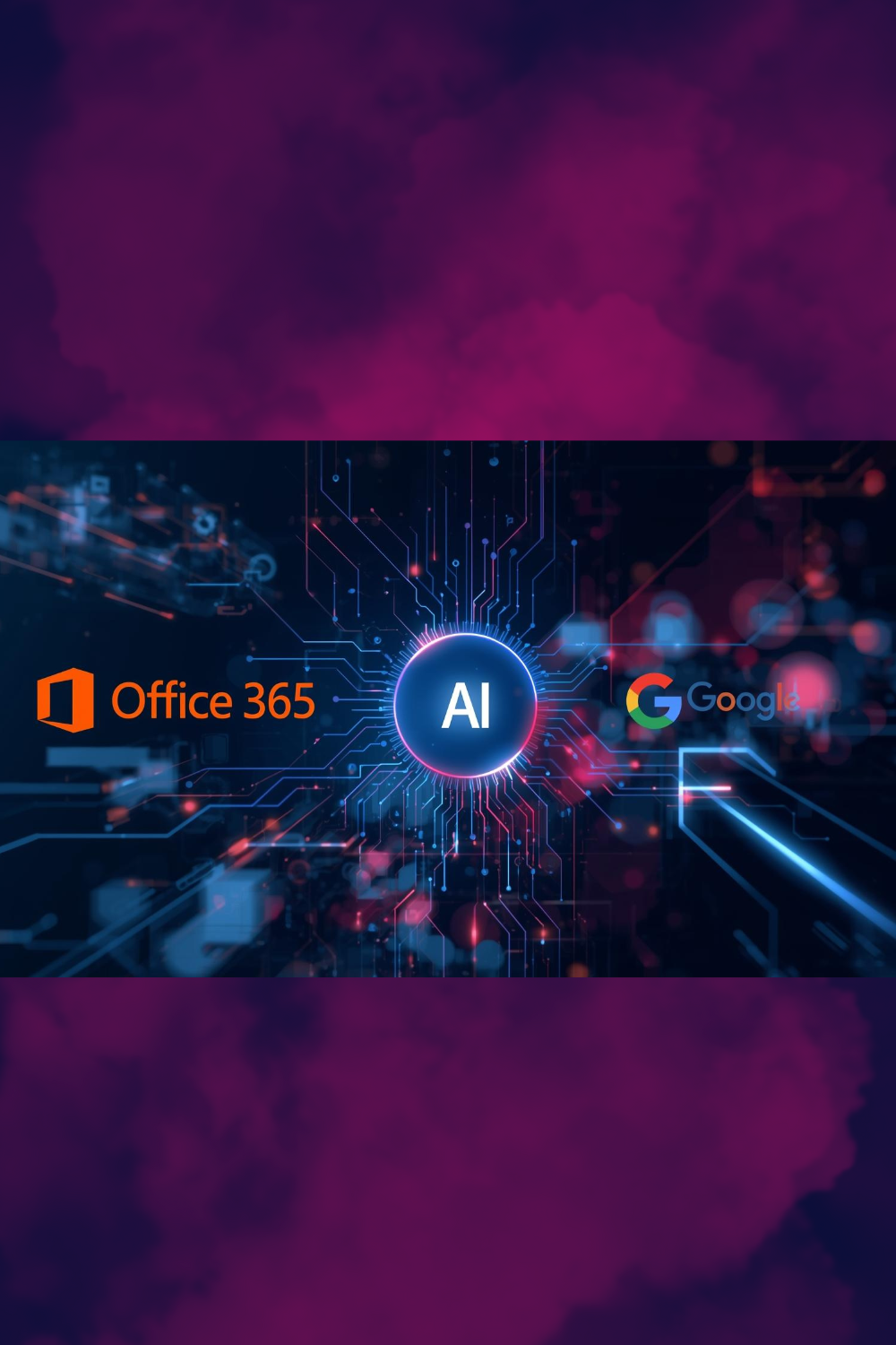 Abstract pink glowing sphere with circuit line patterns on a dark blue background, featuring the centered text "AI Automation".