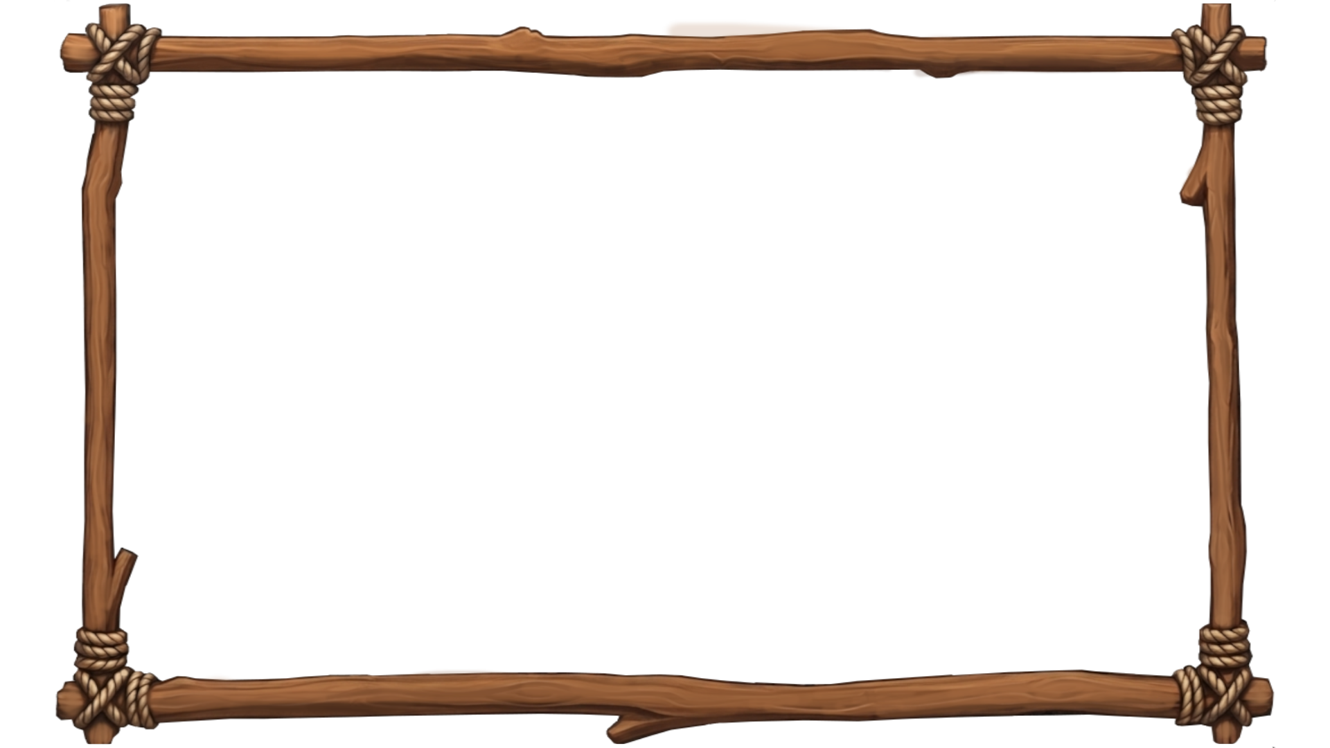 A decorative wooden frame with rope accents at the corners.