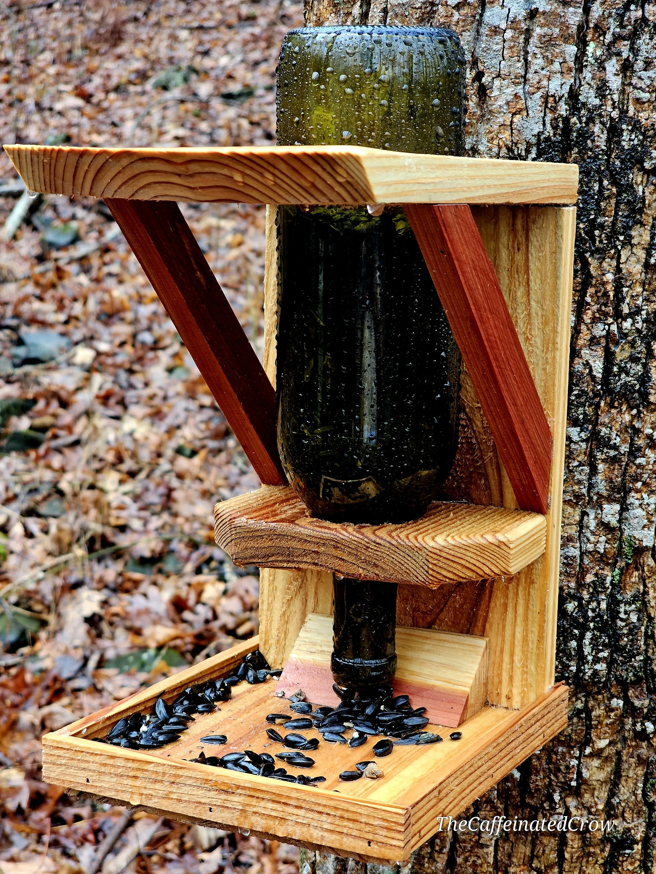 Recycled Glass Bottle Bird Feeder