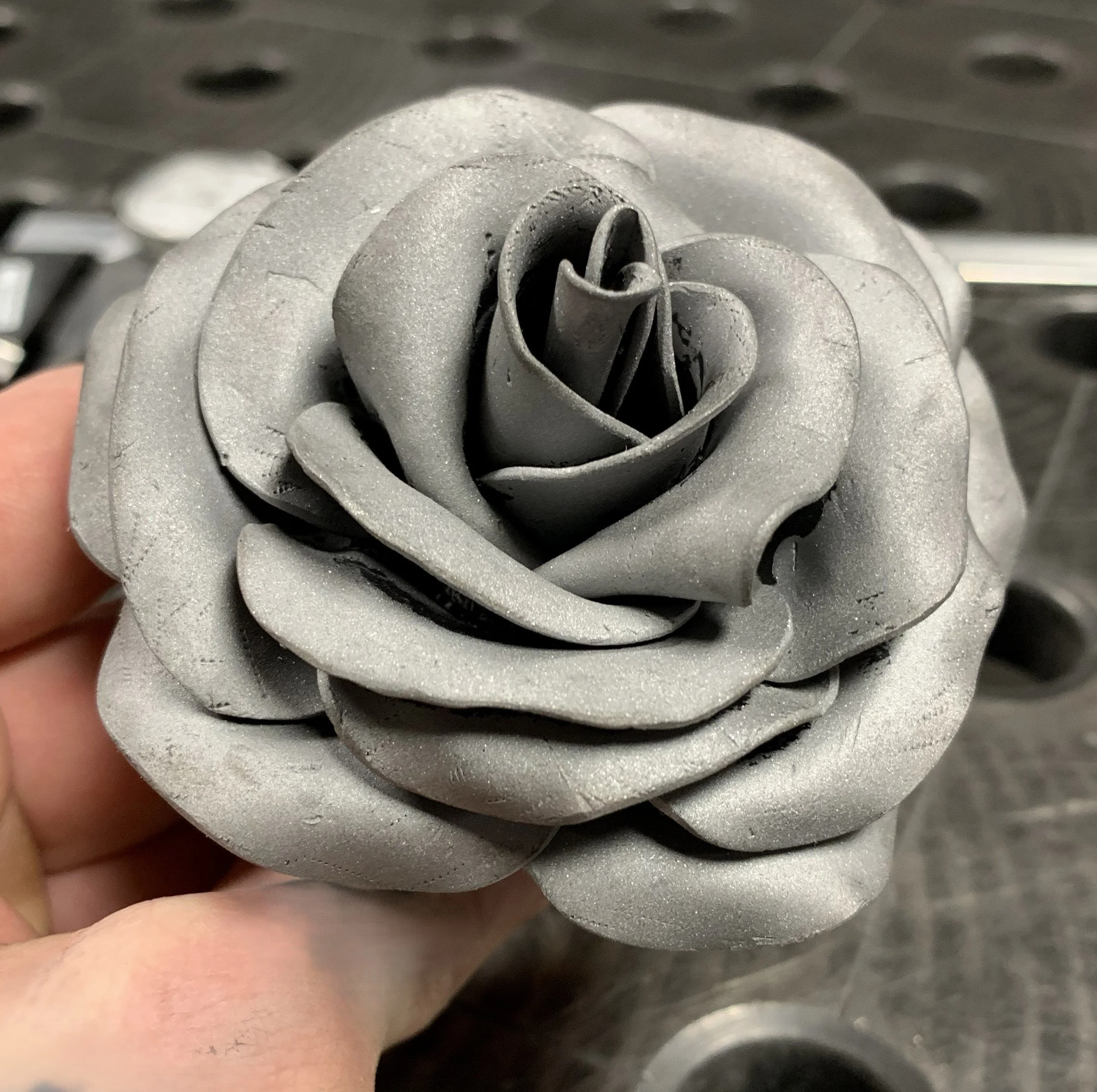 Hand-made mild steel rose.