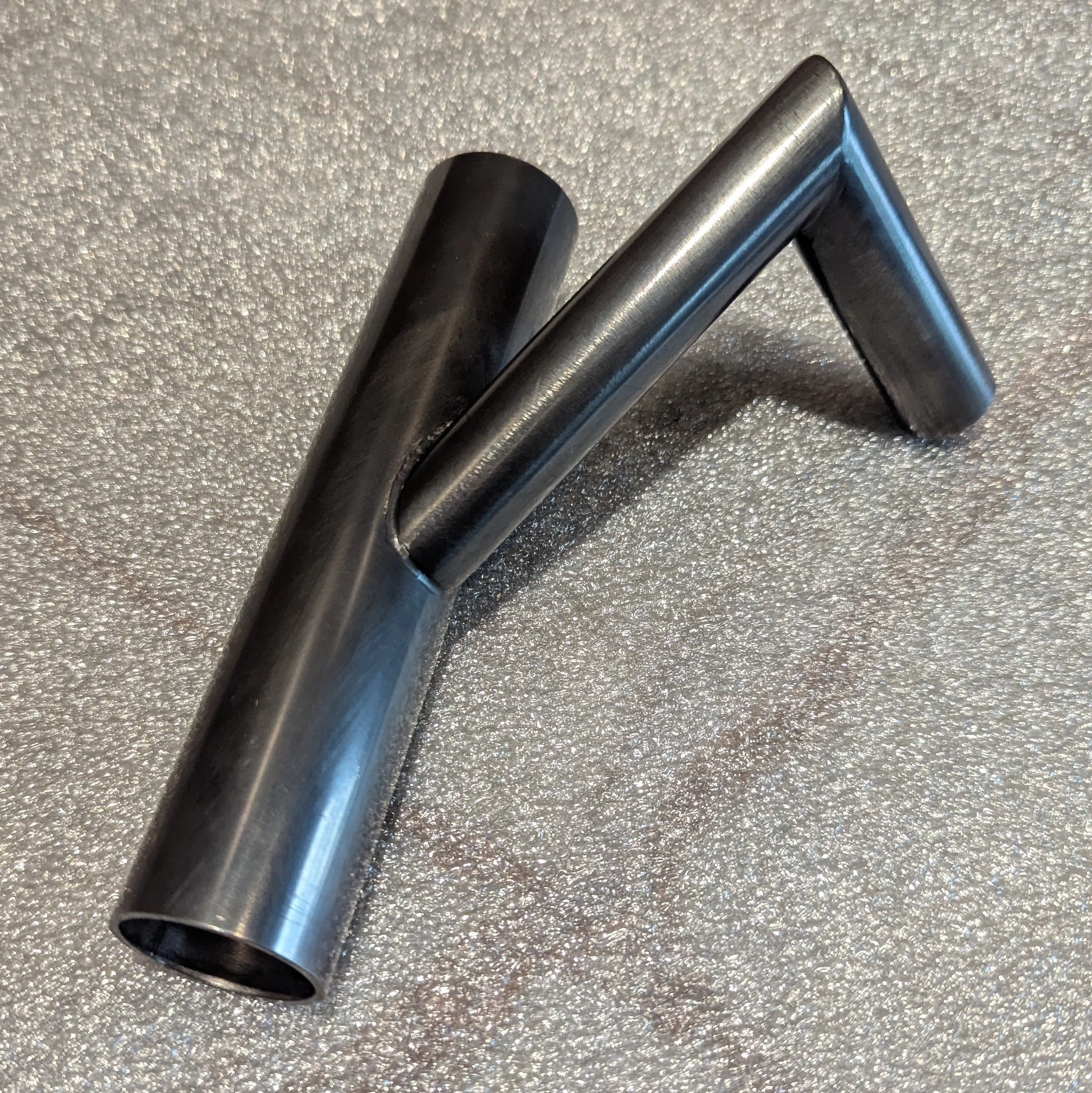 Blackened steel railing sample.