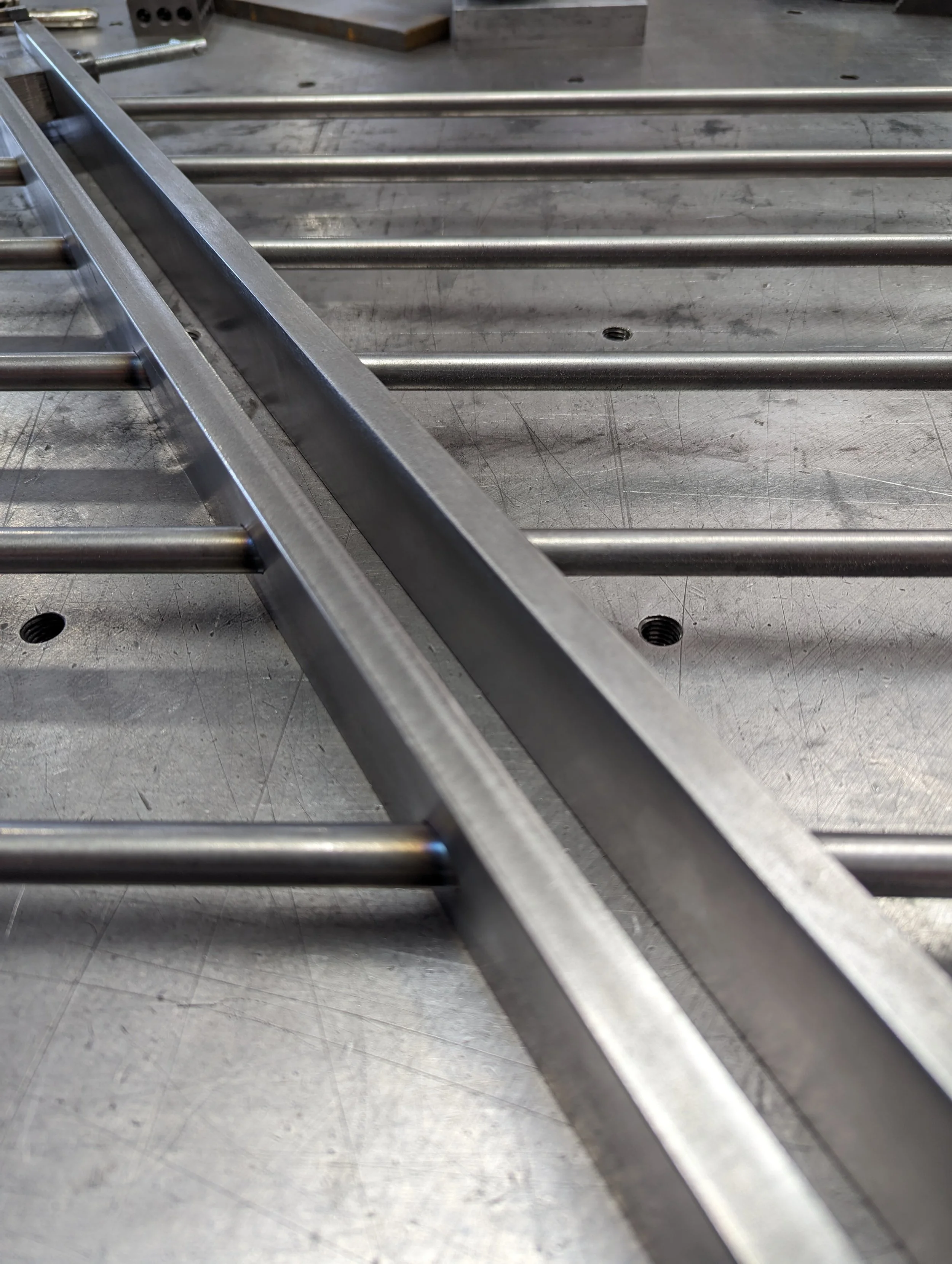 Mild Steel railing being worked on.