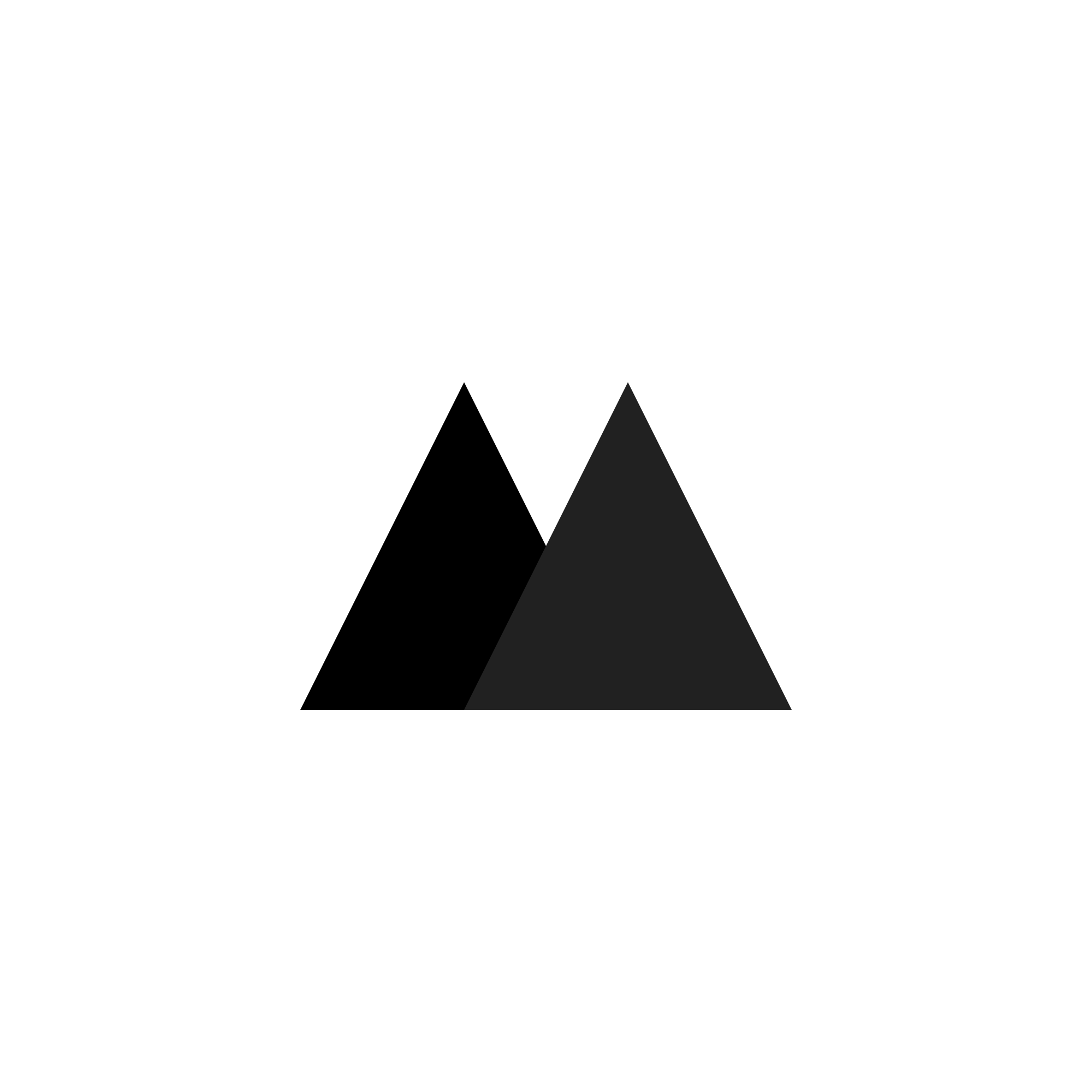 Two black triangles resembling mountains against a white background.