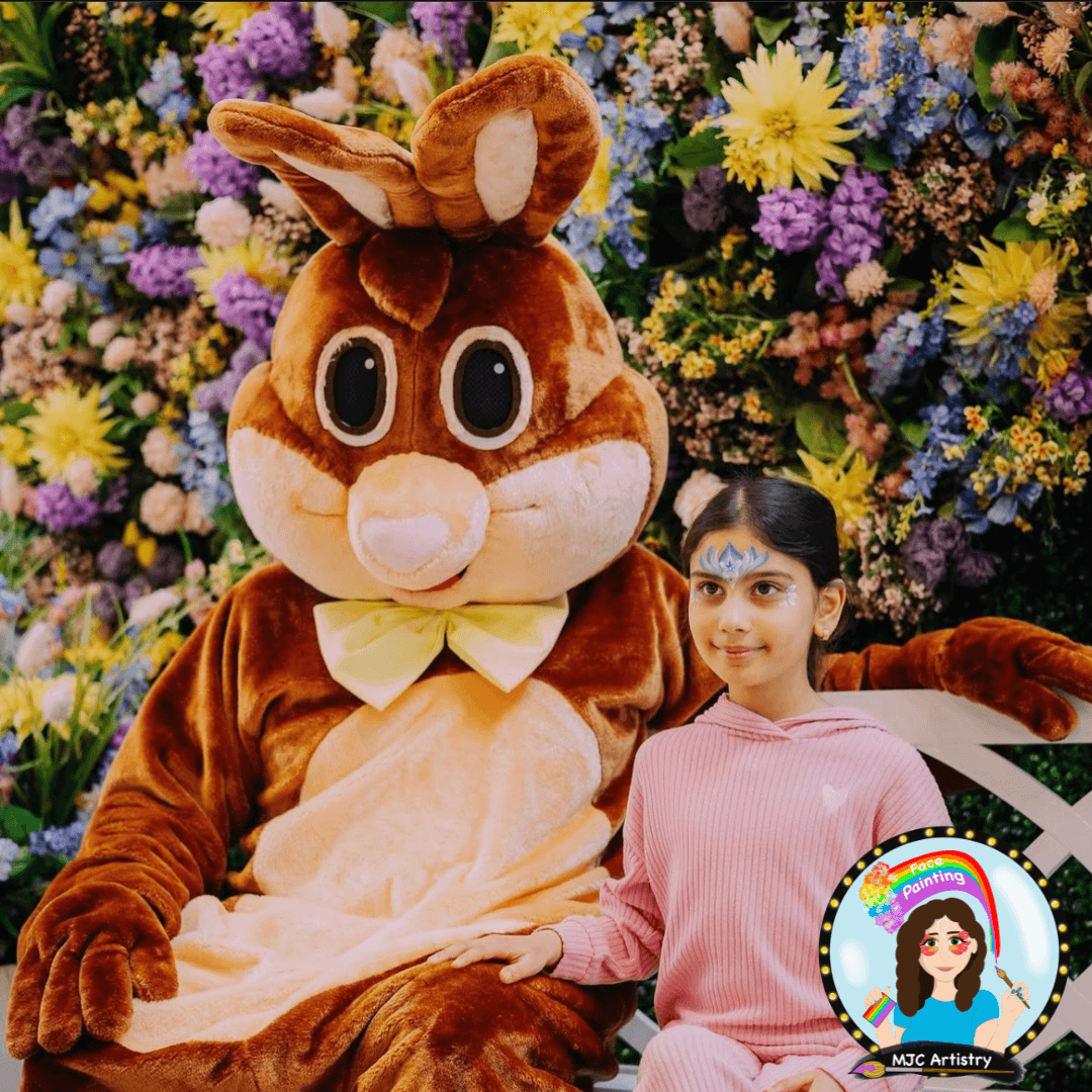 Girl with Flower face painting in North Vancouver at Capilano Mall easter event