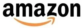 Amazon logo with the word 'amazon' in black lowercase letters and an orange arrow beneath, pointing from the letter 'a' to the 'z'.