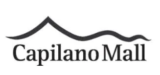 Logo for Capilano Mall with stylized mountain and water waves