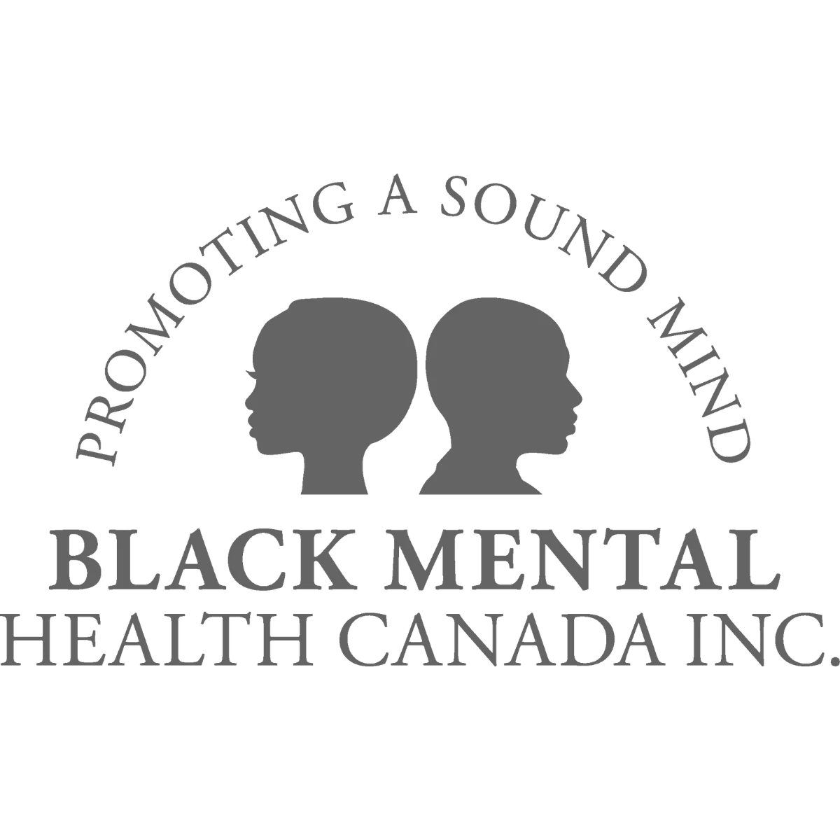 Black Mental Health Canada. Promoting A Sound Mind. With two heads facing outwards