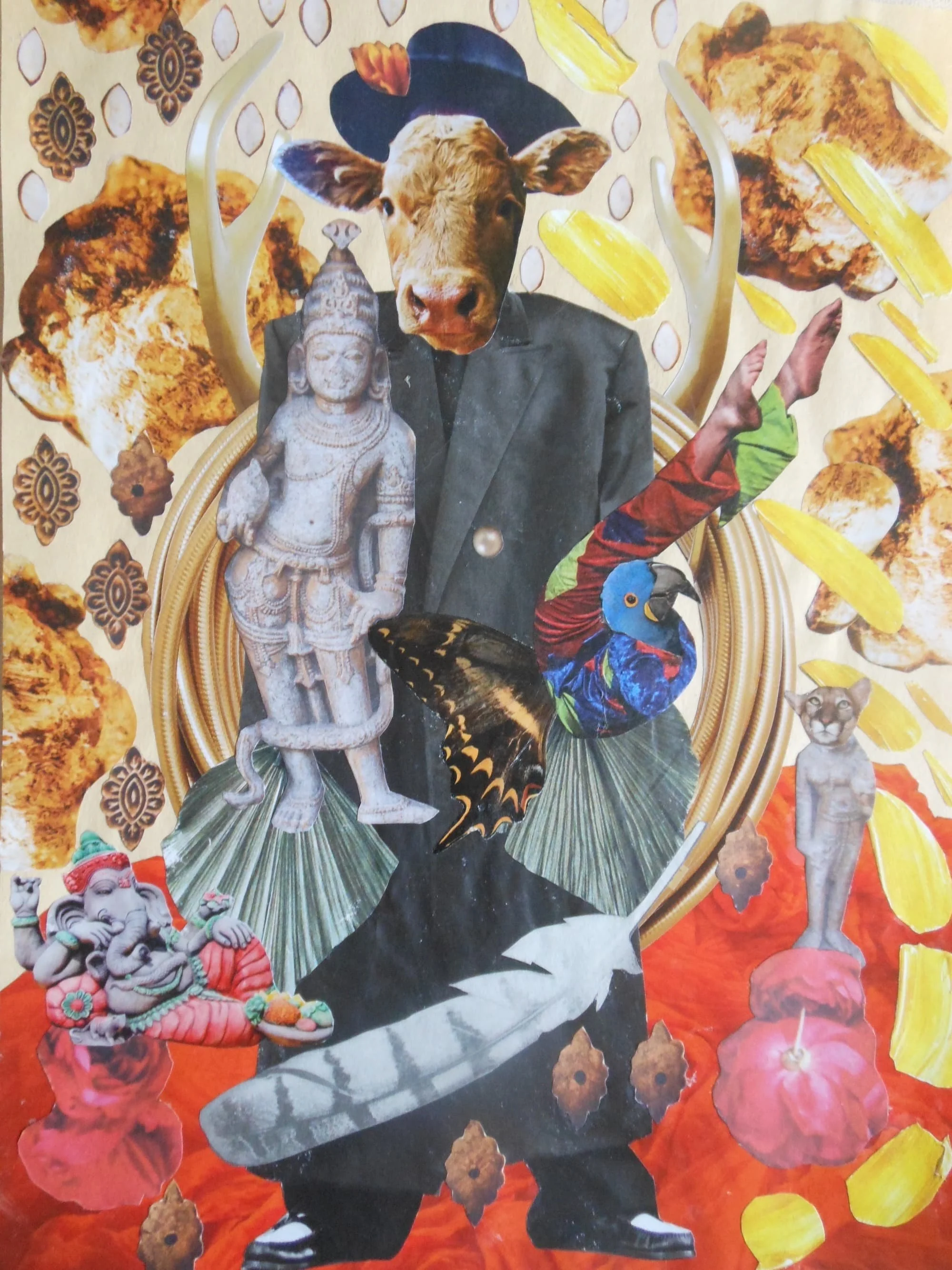 Cow in Black with Bodhisattva AND Ganesh