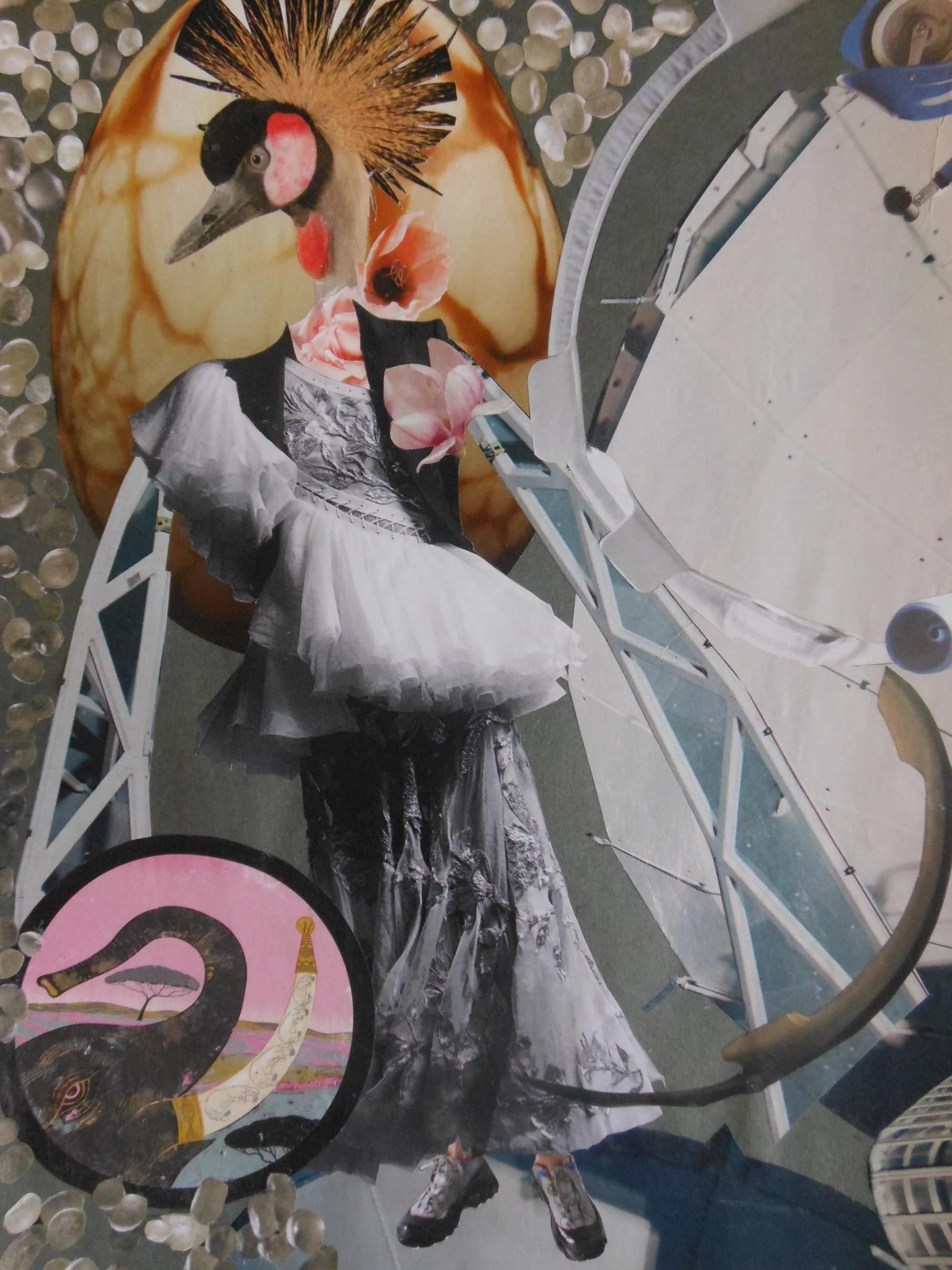 BIRD and Elephant in Falling Mica in the Atacama Desert