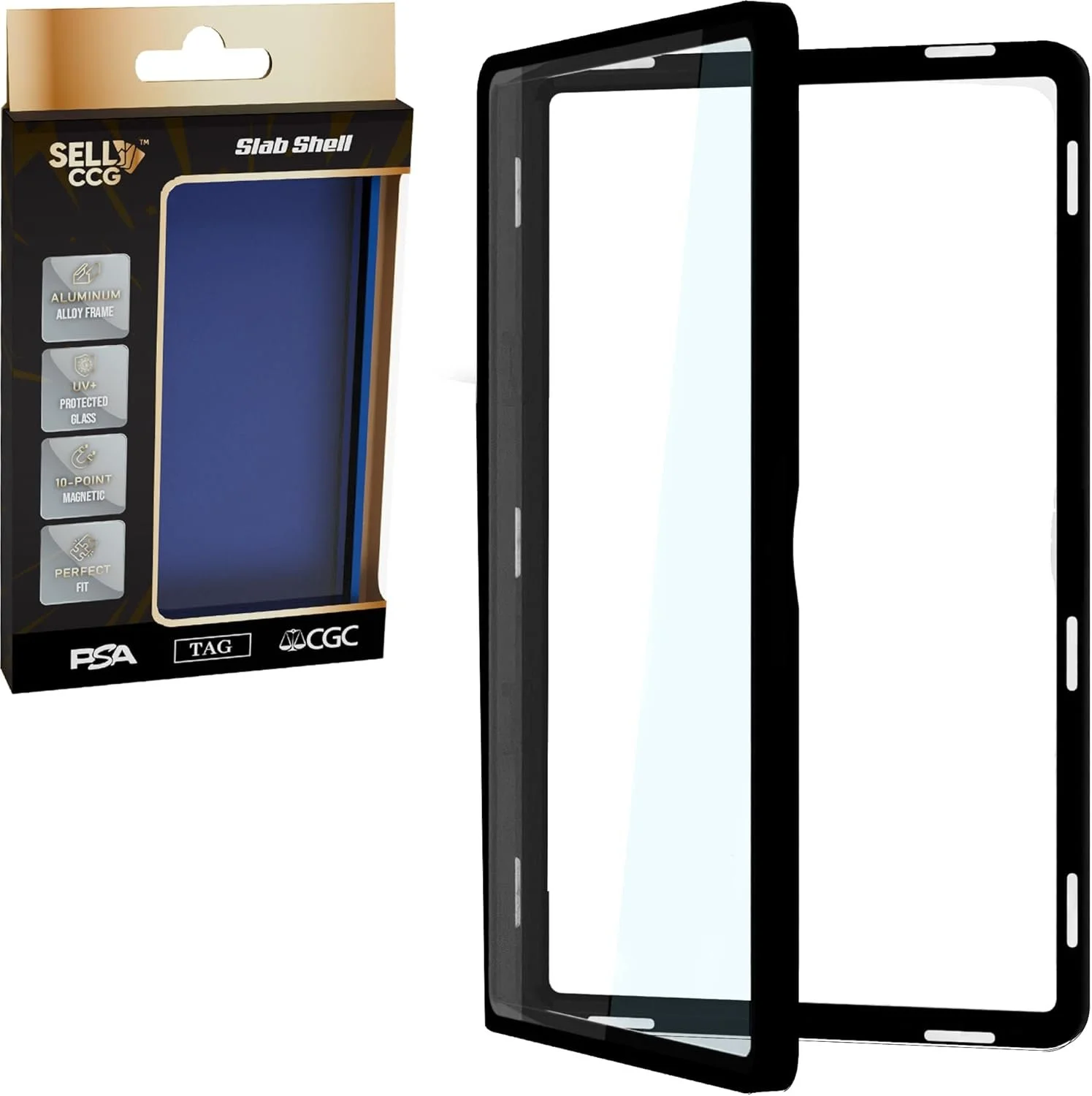 PSA Slab Shell Case Graded Card Guard PSA, TAG & CGC Metal Magnetic UV Protection Glass Display Bumper Box Protector