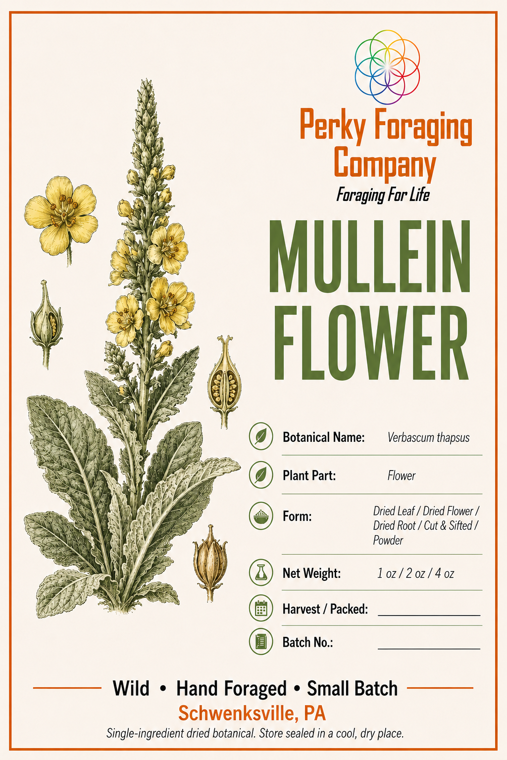 [Plant part] dry goods display card with vintage botanical illustration
