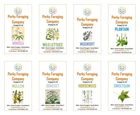 Herbal hand crafted tincture display card with vintage botanical illustration