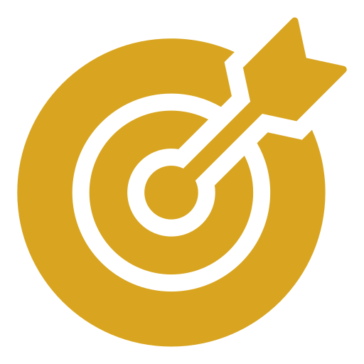 Gold target with arrow hitting the bullseye.