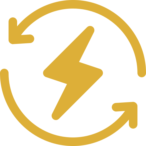 A yellow lightning bolt symbol inside a circular arrow, indicating power or refresh.