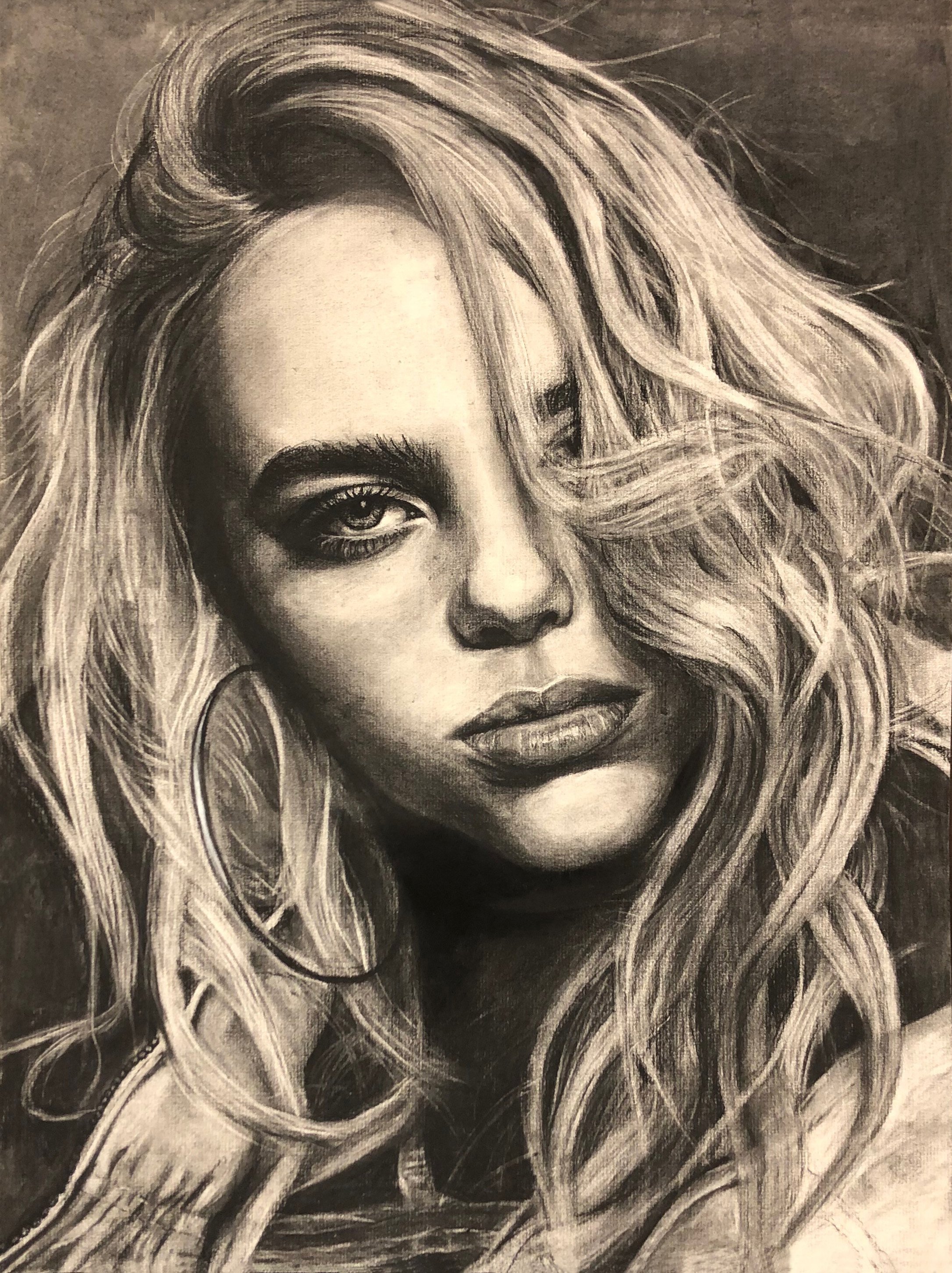 " When I'm away from you I'm happier than ever " 2019 Charcoal on paper 