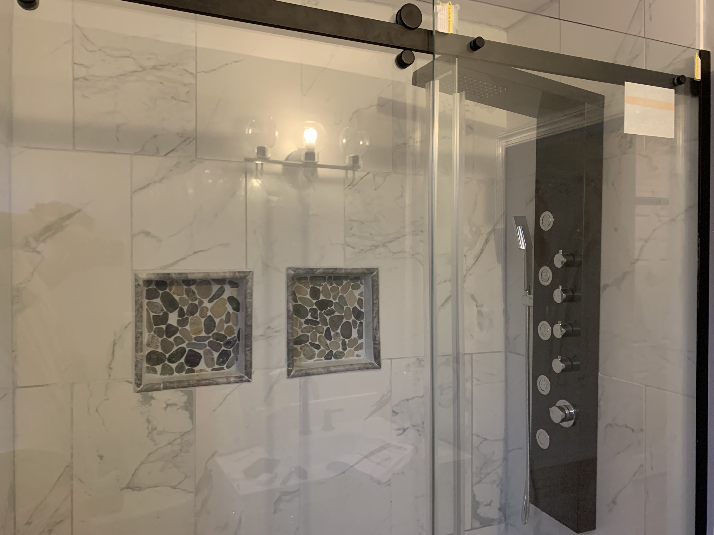 Ceramic Tile, shower niche, walk-in shower