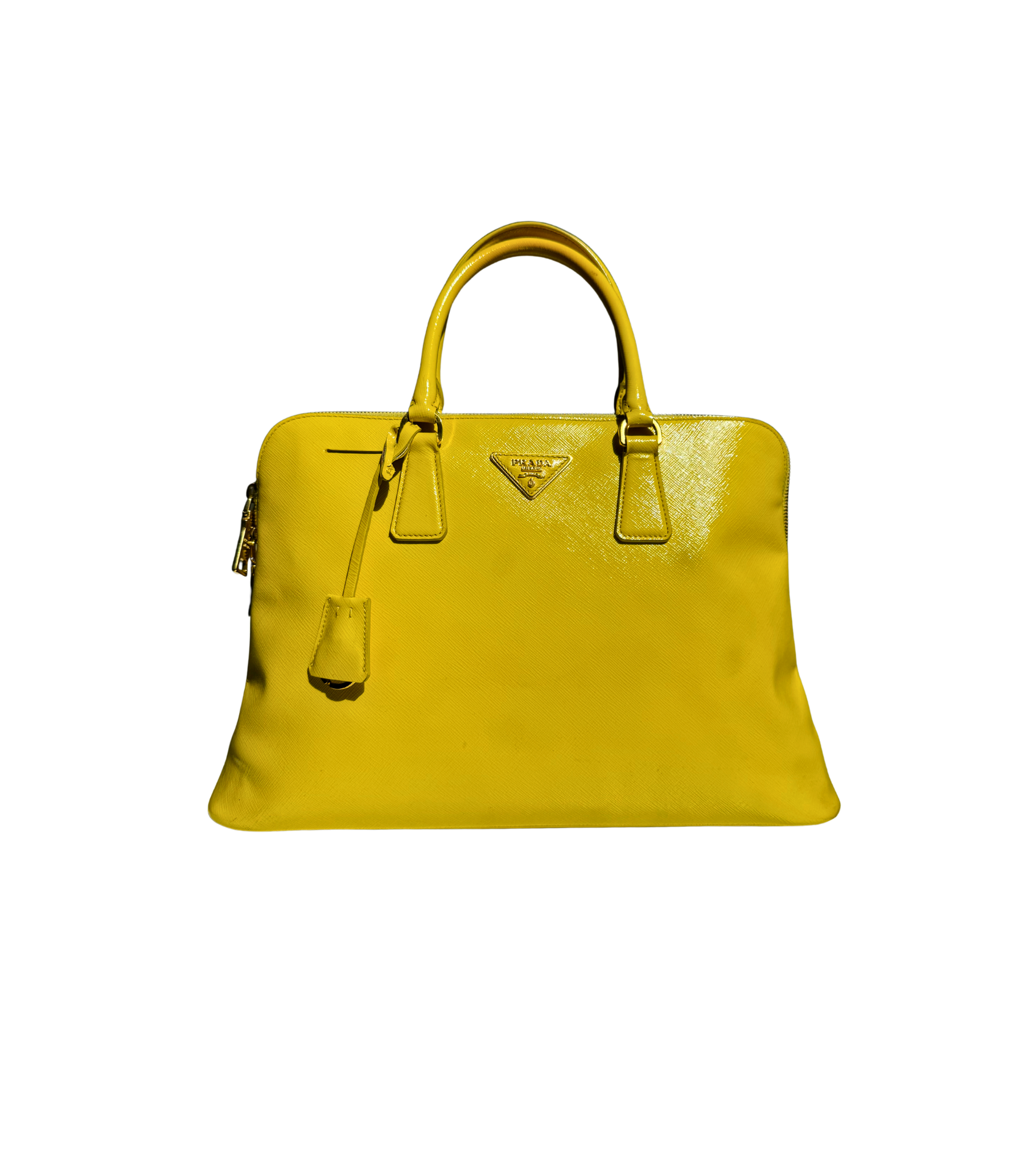 Prada Saffiano Vernice Bauletto (Yellow)