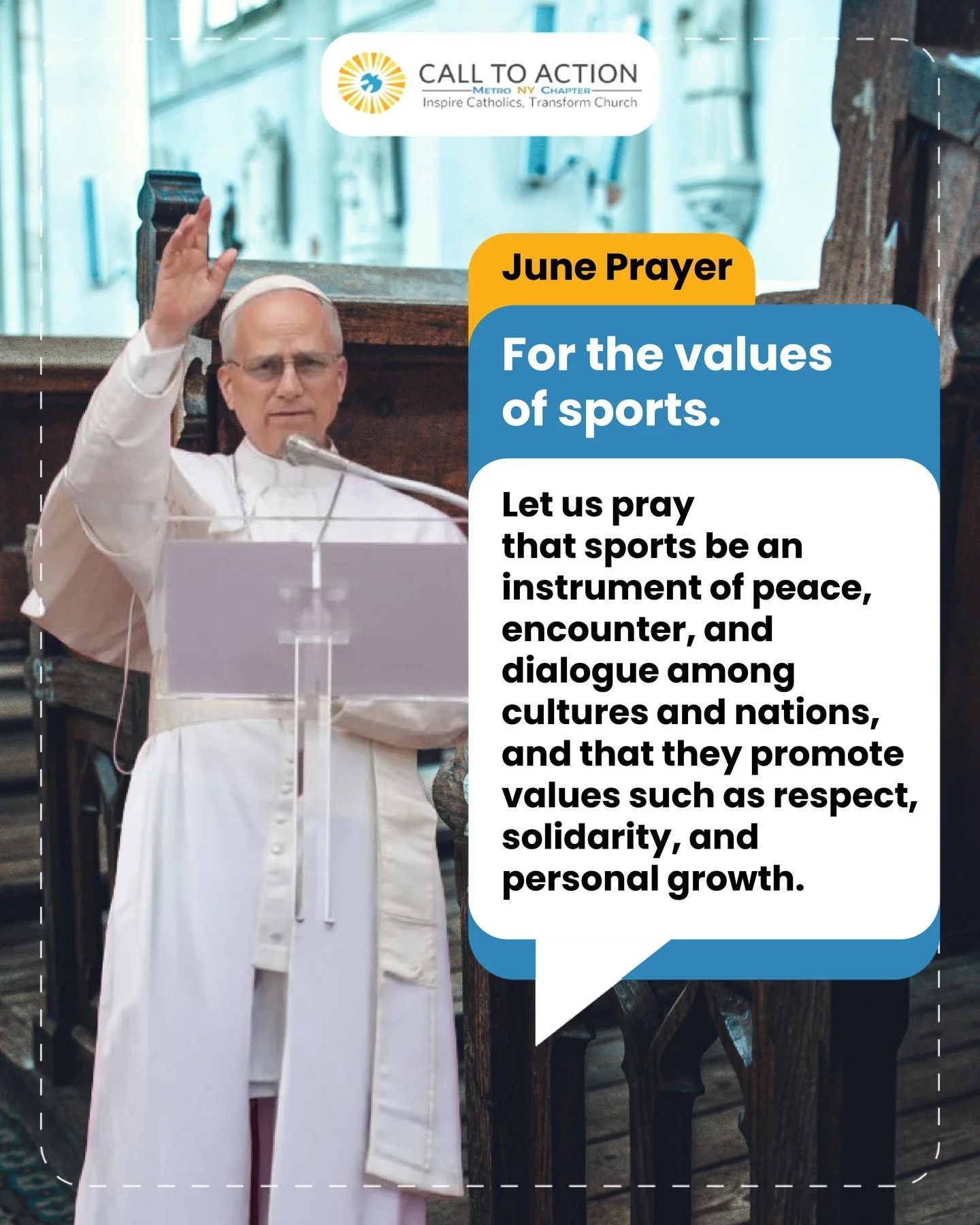 Sports have the power to unite people across cultures, languages, and borders. This month, we join Pope Leo XIV in praying that sports may be a source of peace, respect, solidarity, and personal growth, fostering dialogue and understanding among all 