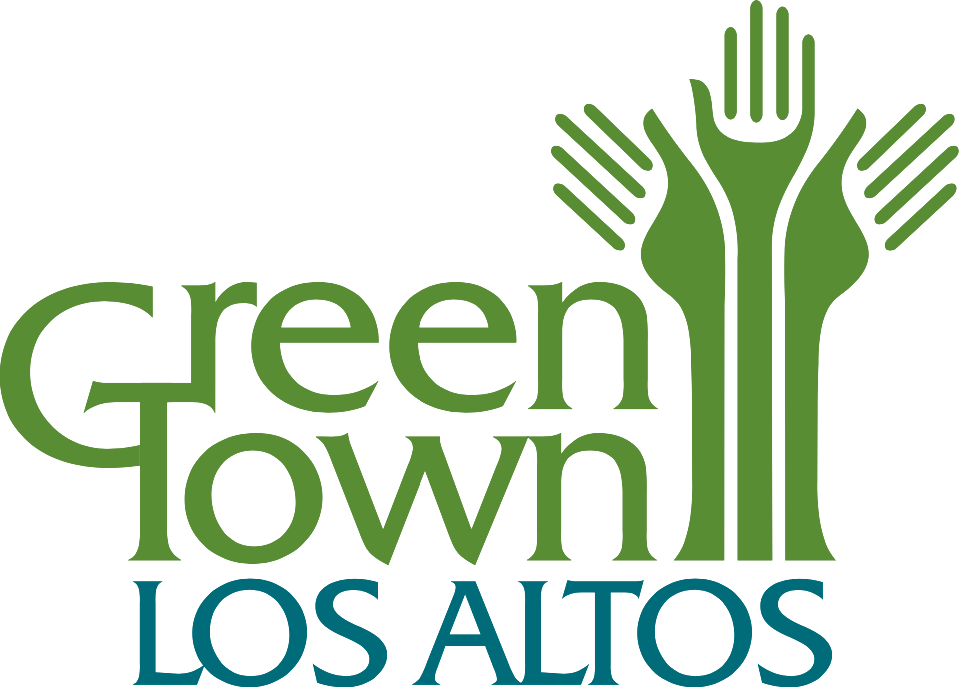 Green Town Los Altos logo with stylized green trees or hands.