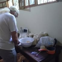 Preparing food for the after school program at the finca in Managua